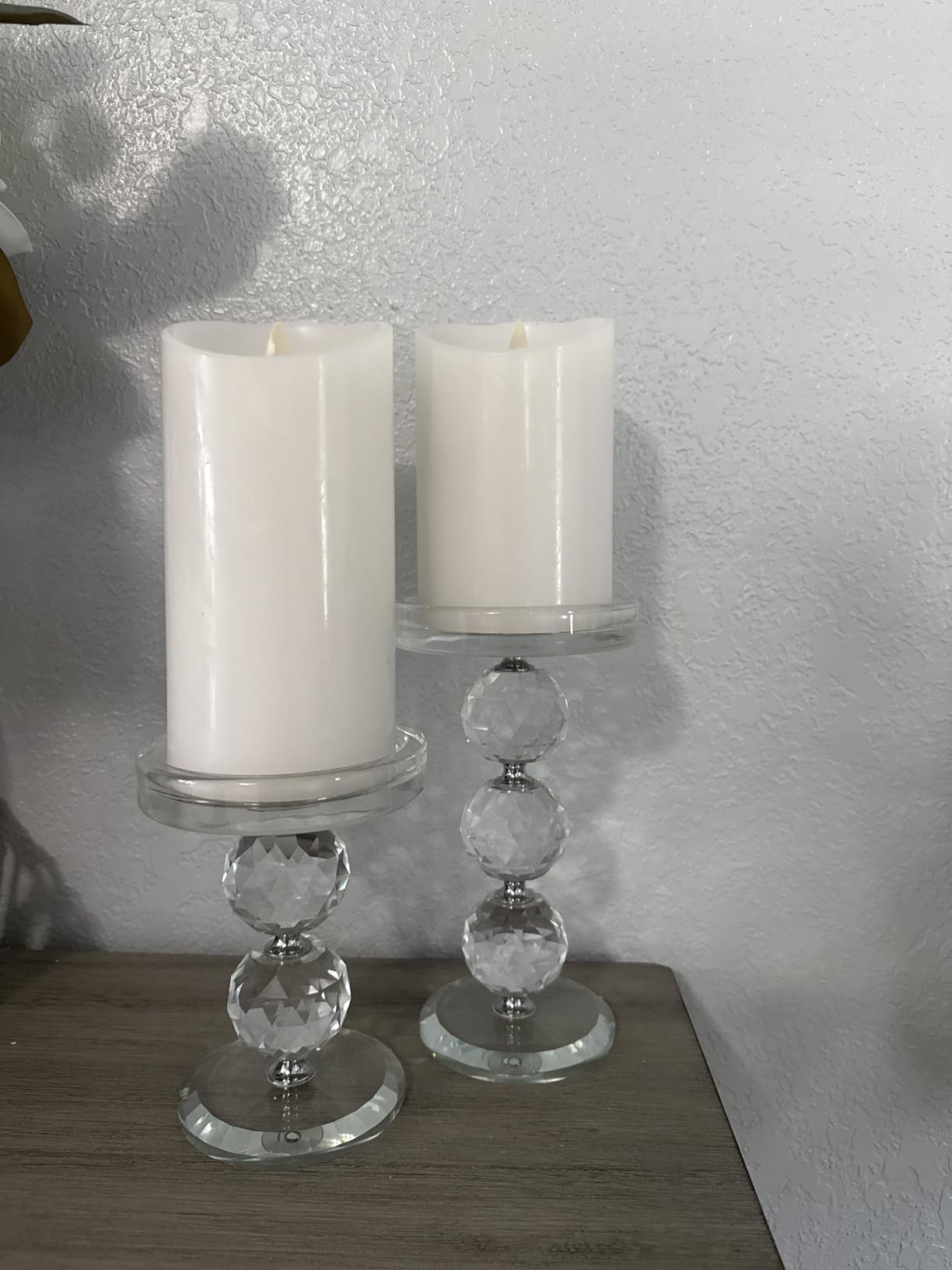 OwnMy Crystal Glass Pillar Candlestick Holders Pillar Candle Holders Sets customer photo 2