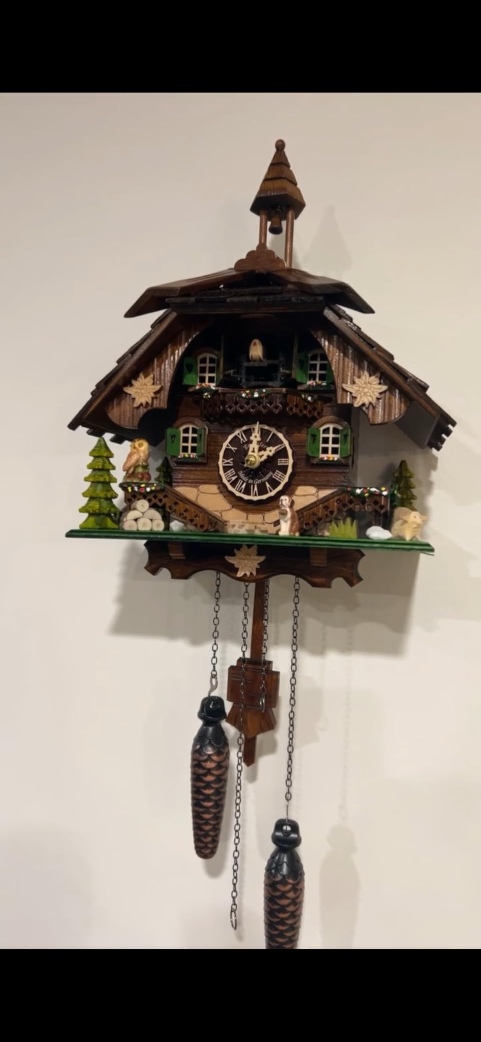 Cuckoo-Palace Saint Bernard Chalet Cuckoo Clock – 32 cm Quartz Clock, Traditional Black Forest House Design, Brown customer photo 1