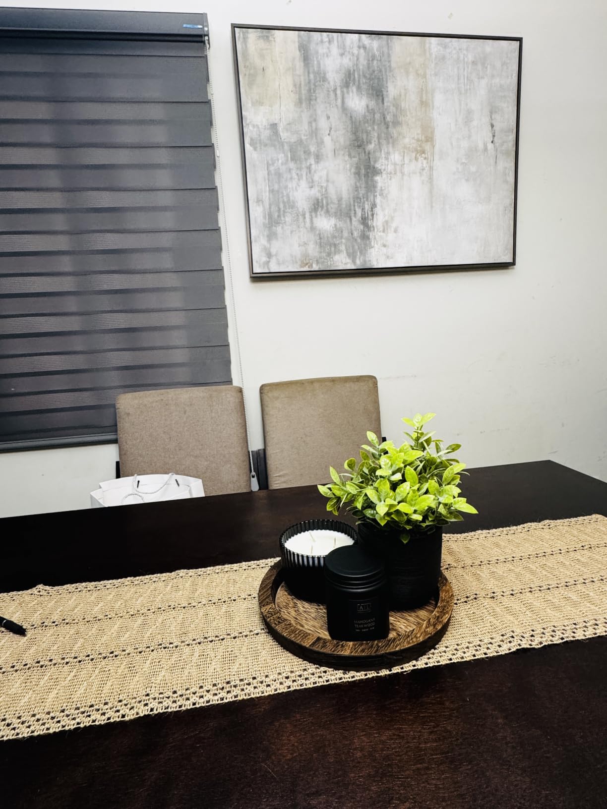 Hanobe Wooden Tray for Coffee Table, Decorative Round Candle Holder Plate customer photo 1