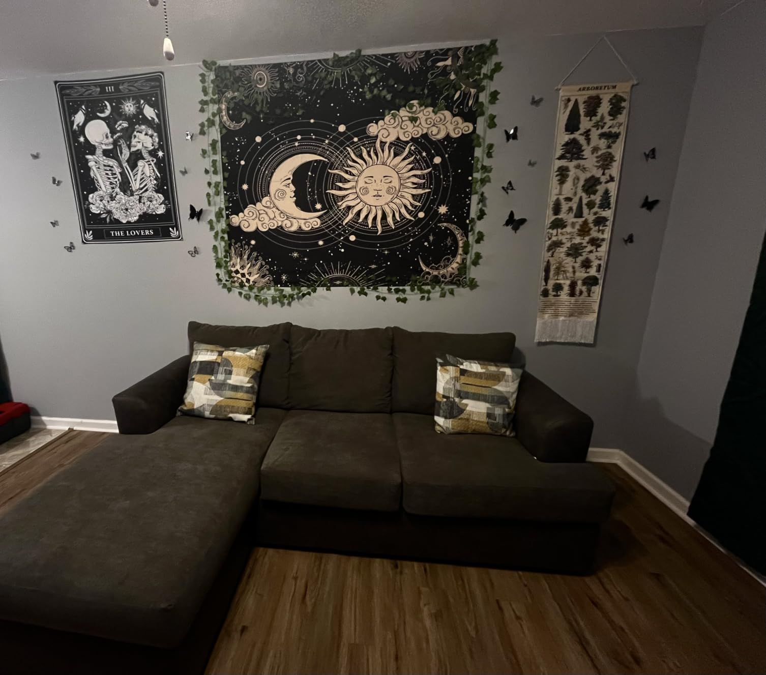 Wonrizon Sun and Moon Tapestry, Aesthetic Black Dark Spiritual Tapestries Mystic Burning Sun with Clouds Star Wall Hanging decor for Bedroom (51.2