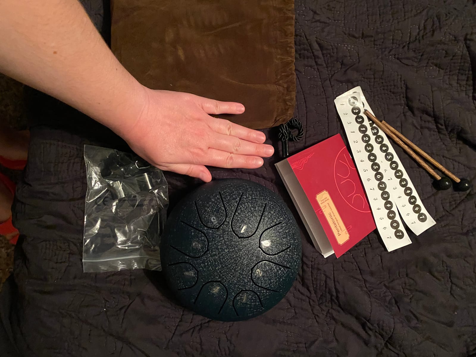 REGIS Steel Tongue Drum 6 Inch 8 Notes, Rain Drum Style Calming Percussion Instrument for Relaxation & Meditation, Musical Gift for Adults & Beginners(malachite) customer photo 2