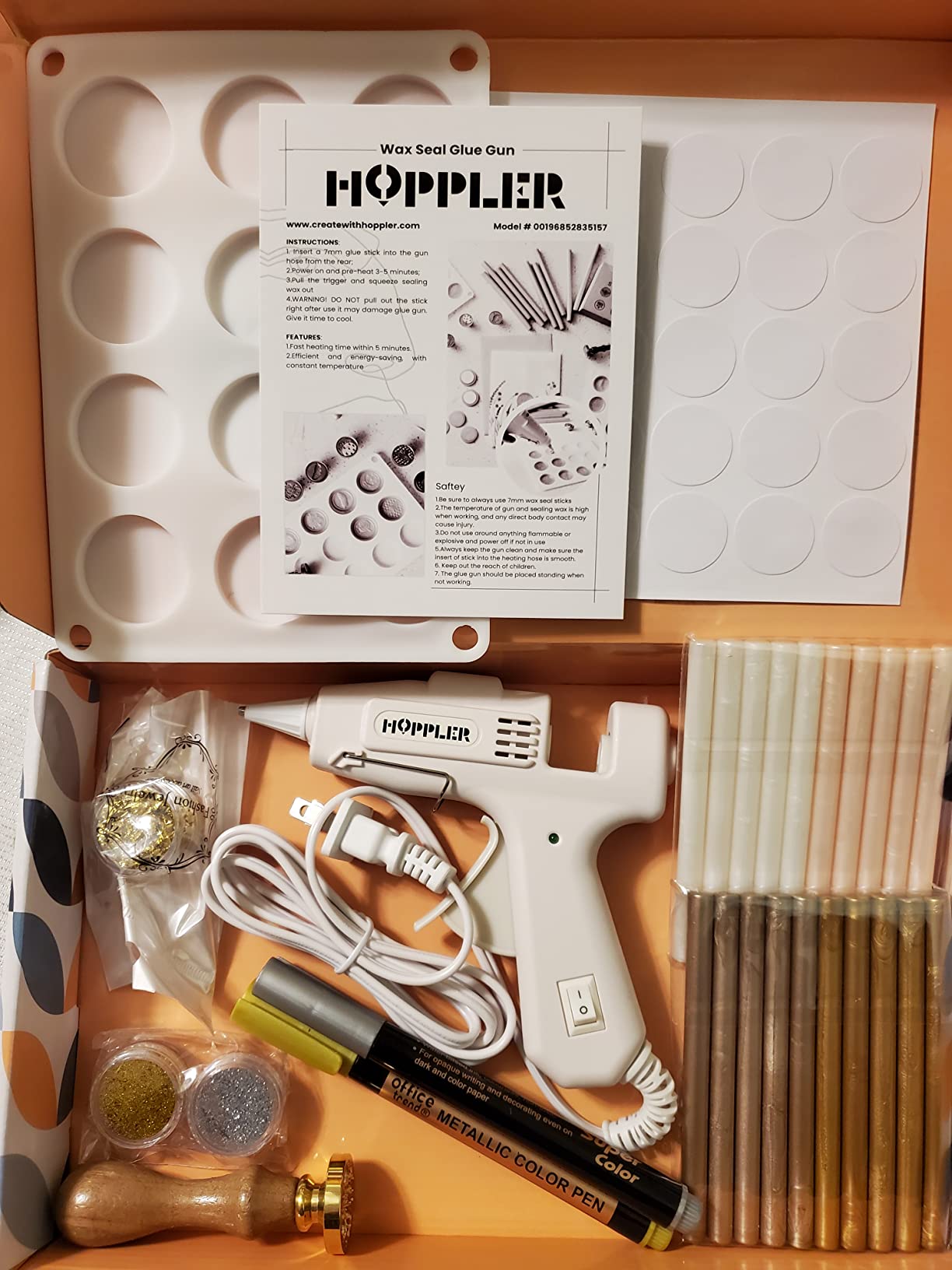 Hoppler Premium Wax Seal Kit with Seal Gun, Wax Sticks, a Flower Stamp, 12 Cavity Silicone Mold, and Extra Additions to Make Seals Stand Out and Make Invitations in Bulk. customer photo 2