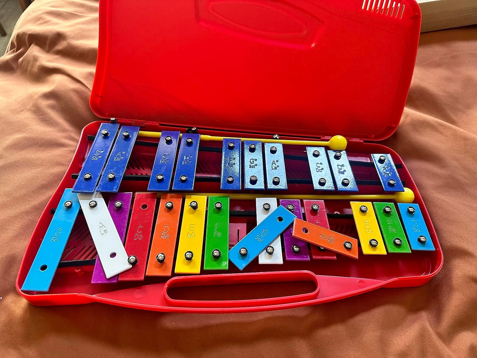Soulmate Xylophone for Kids 25 note Xylophone Instrument Professional Glockenspiel Percussion with case and Two Safe Mallets for Beginners, Colorful Metal Keys,Music Teaching, Gifts(Blue） customer photo 1