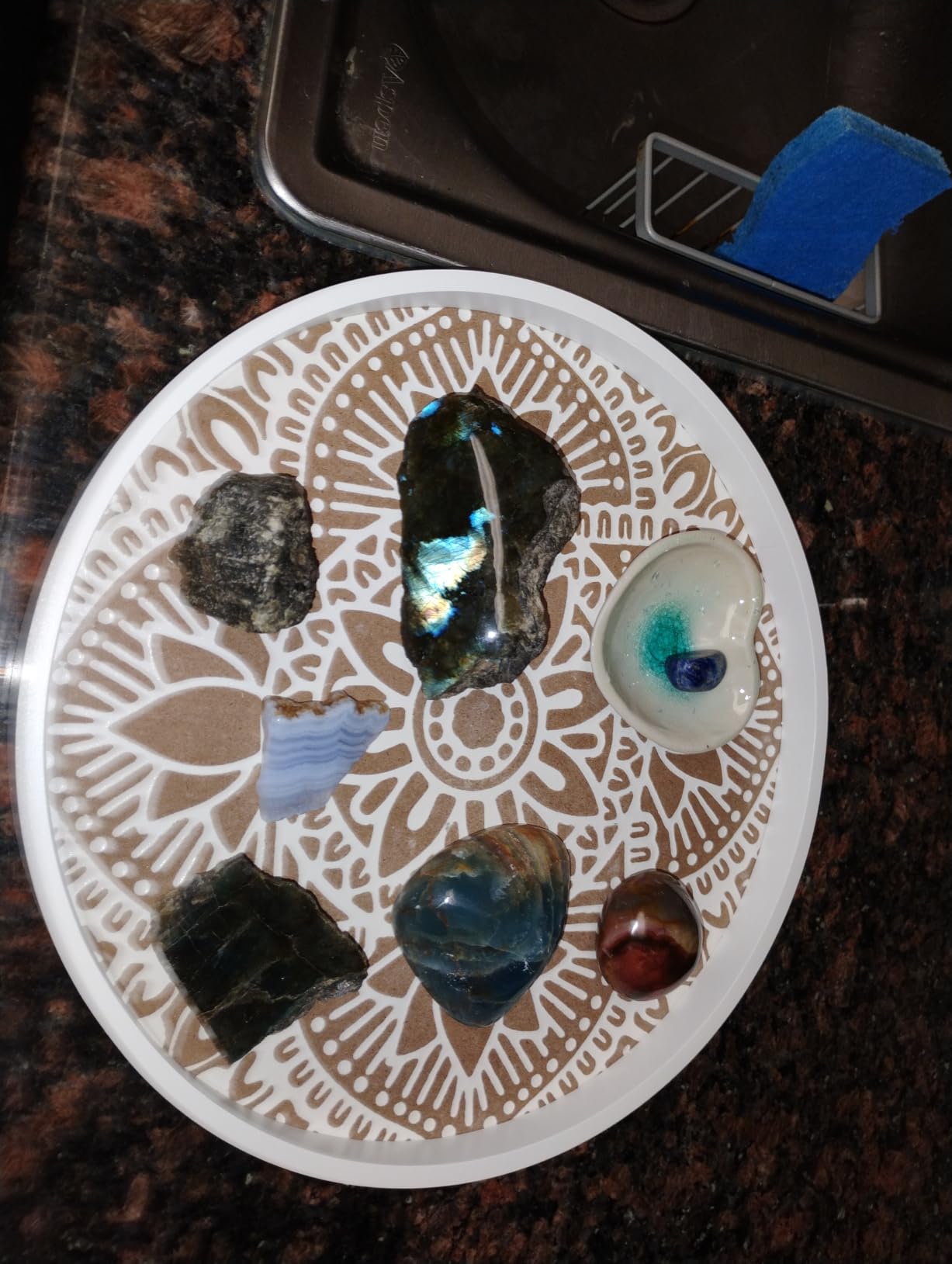 Hanobe Round Boho Decorative Tray for Coffee Table, Mandala Pattern Finish customer photo 2