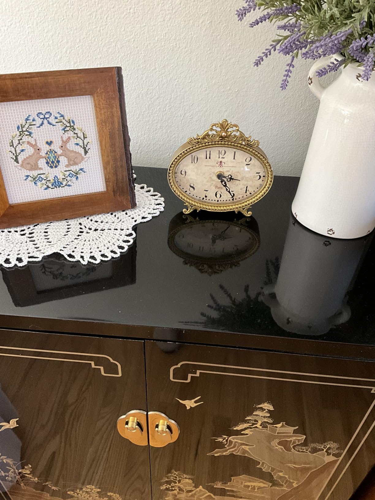 Creative Co-Op Distressed Pewter Mantel Clock, Gold Finish customer photo 1