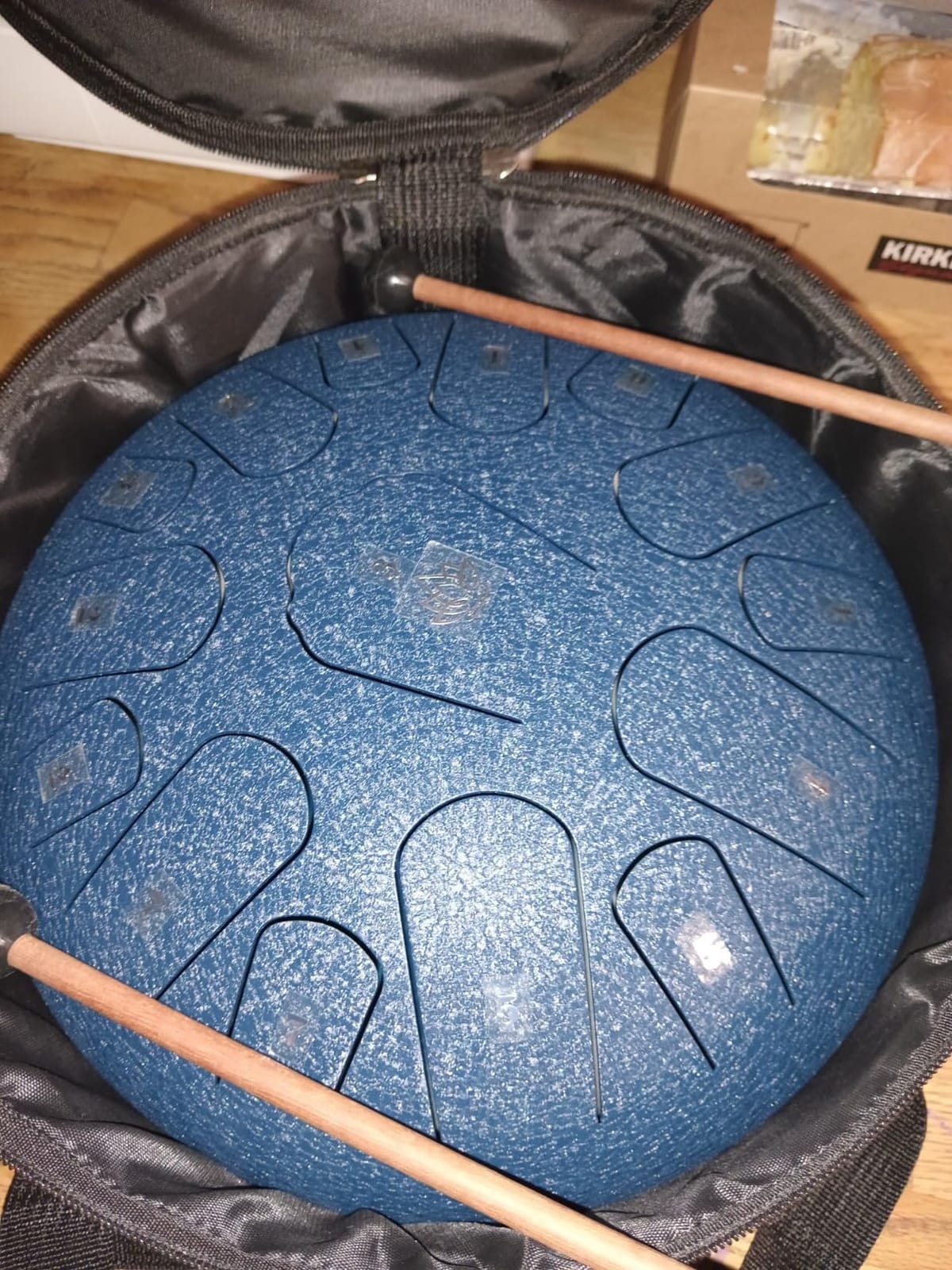 Rain Drum for Outside Garden,Steel Tongue Drum 12 Inches 15 Notes Musical Instruments, Handpan Drum Percussion Instrument, with Soft Bag, Music Book, 2 Mallets, for Meditation or Yoga (Green) customer photo 2
