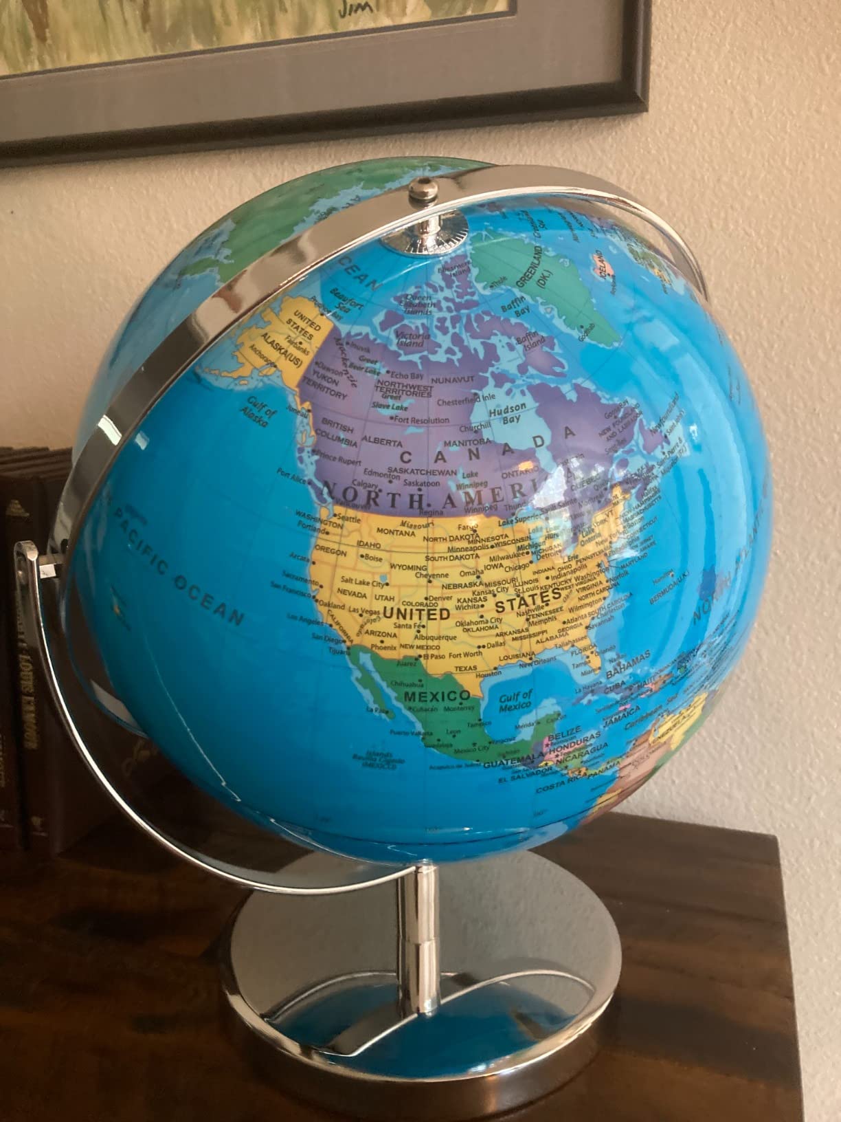 BSHAPPLUS 13inch World Globe with Metal Stand, 720° Full-View Rotation customer photo 1