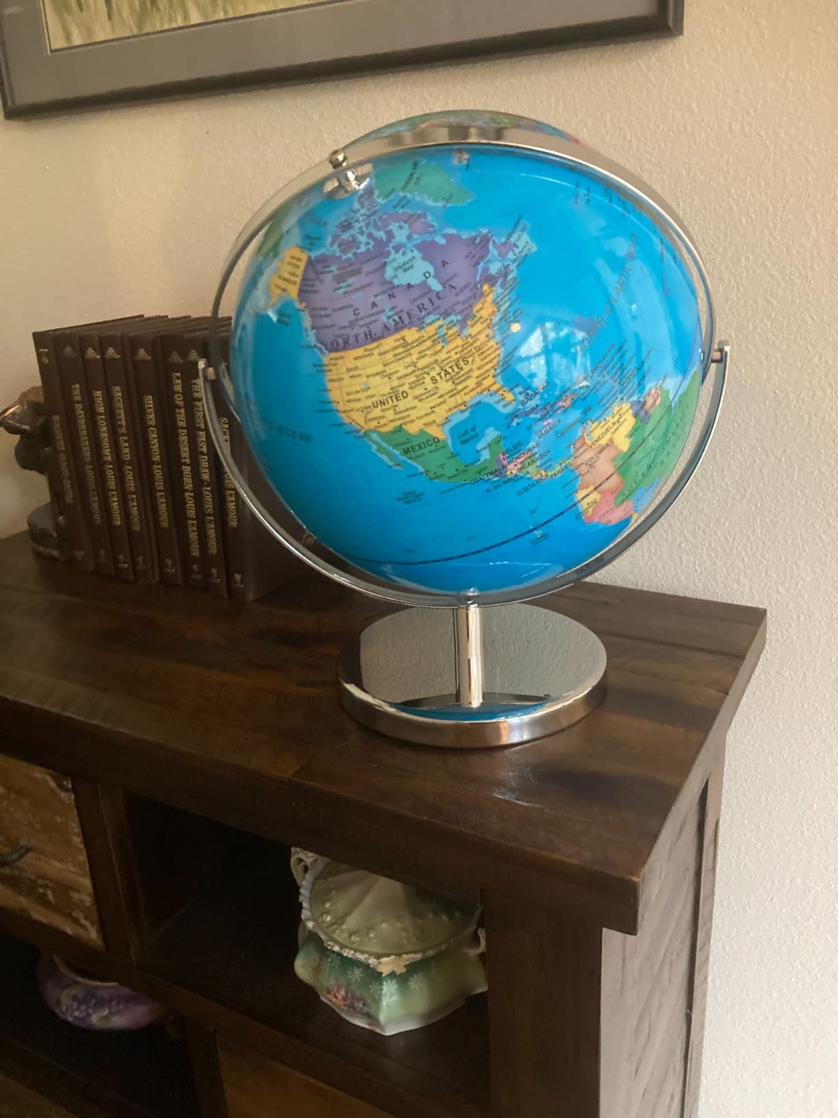 BSHAPPLUS 13inch World Globe with Metal Stand, 720° Full-View Rotation customer photo 2