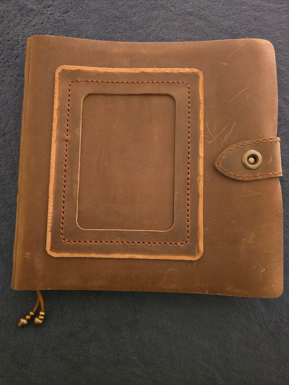 Leather photo Album Self Adhesive Pages, Handamde Leather Scrapbook Photo Album, Wedding Family Album, Holds 3x5, 4x6, 5x7, 6x8 Photos - Coffee customer photo 1