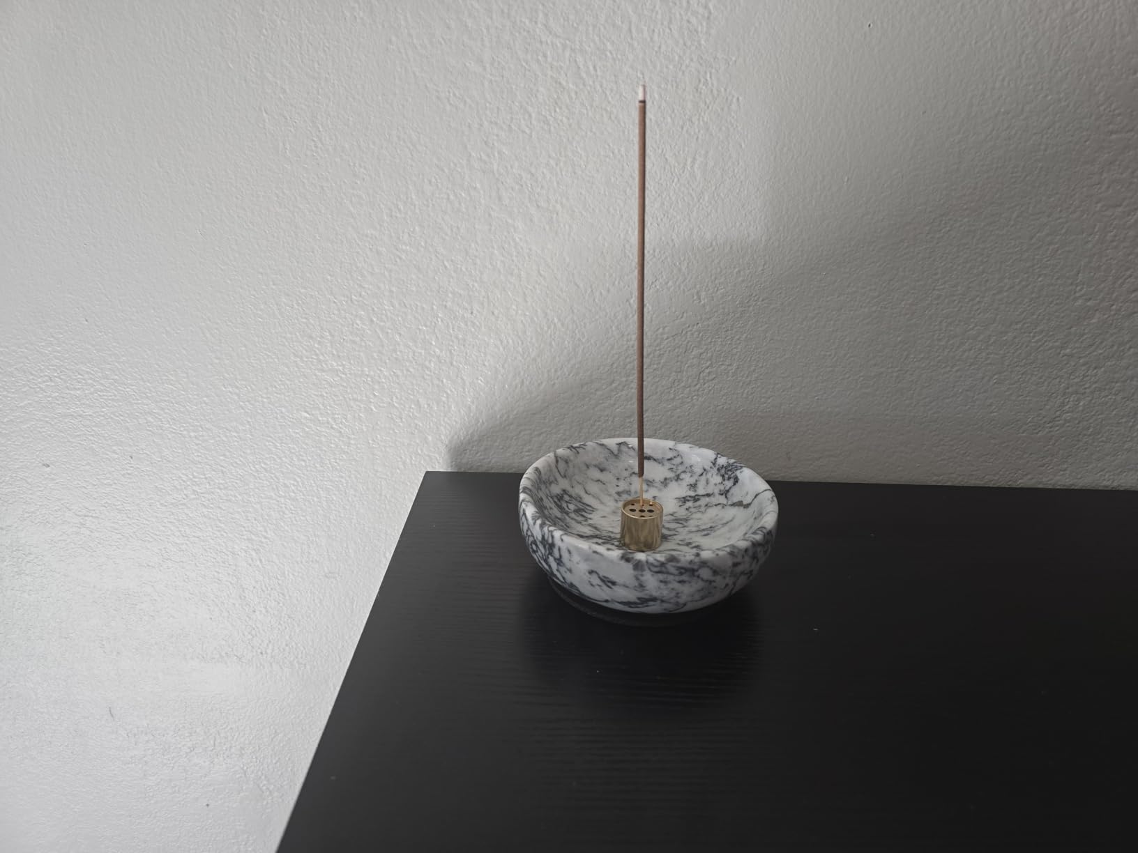 Vrupin Natural Marble Incense Burner, Handmade Incense Stick Incense Burner Reflux Burner, Ideal for use in Meditation, Incense Smokers and Decoration. (Black) customer photo 2