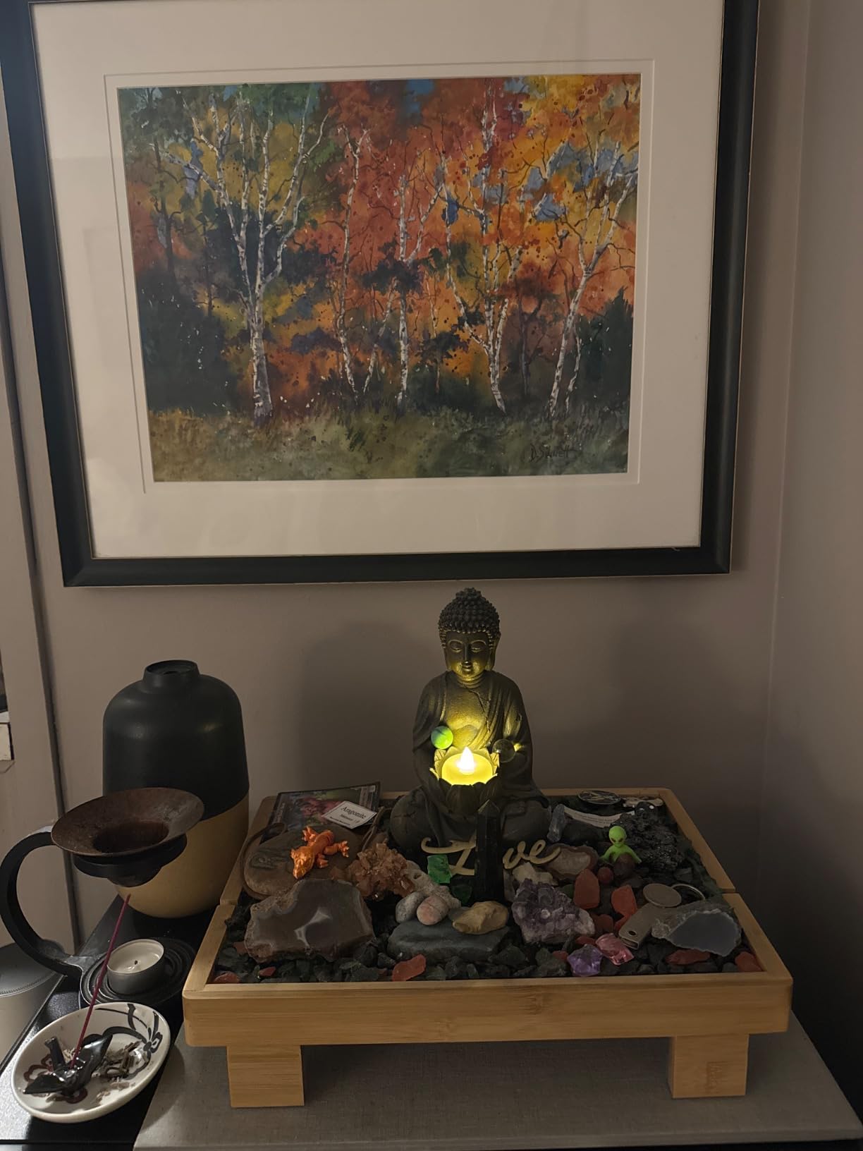 Goodeco Meditation Small Buddha Statue Figurine -Buddha with LED Tea Lights Candle Holder,Gift idea,Zen Home Decor Meditation Accessories,Antique Bronze Look 8