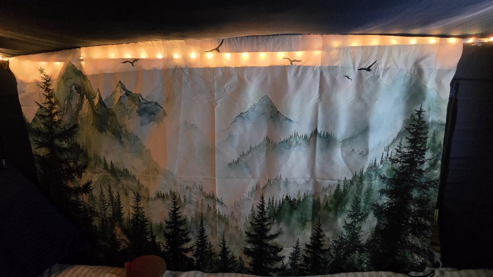 Zussun Black and White Tapestry Starry Night Mountain Tapestries for Bedroom Aesthetic Moon and Stars Tapastry's Wall Hanging Dark Nature Forest Wall Tapestry for Living Room Dorm (48'' × 36'') customer photo 2