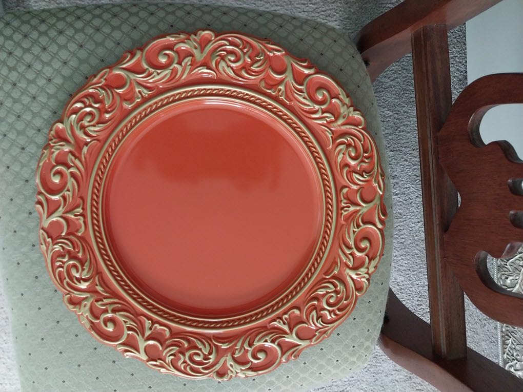 Antique Silver Charger Plates Embossed Rim, 13 Inch Dinner Plate Chargers Round Server Ware. Set of 6 Plastic Charger for Dinner, Wedding, Elegant Tableware Decor customer photo 1