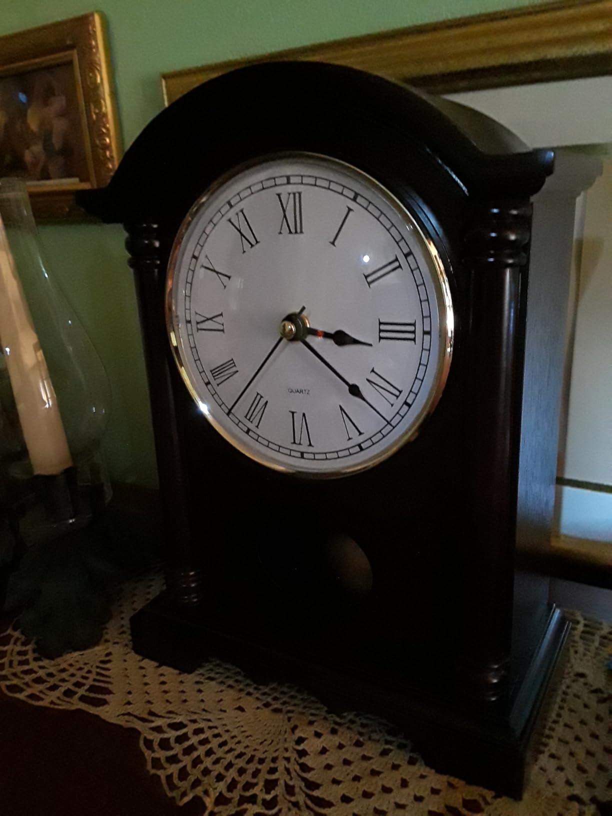 AYRELY® Classic Grandfather Mantel Clock for Living Room Déco, Elegant Wooden Finish, Gold-Tone Pendulum, Desk Clock for Living Room, Bedroom, Farmhouse Décor customer photo 1