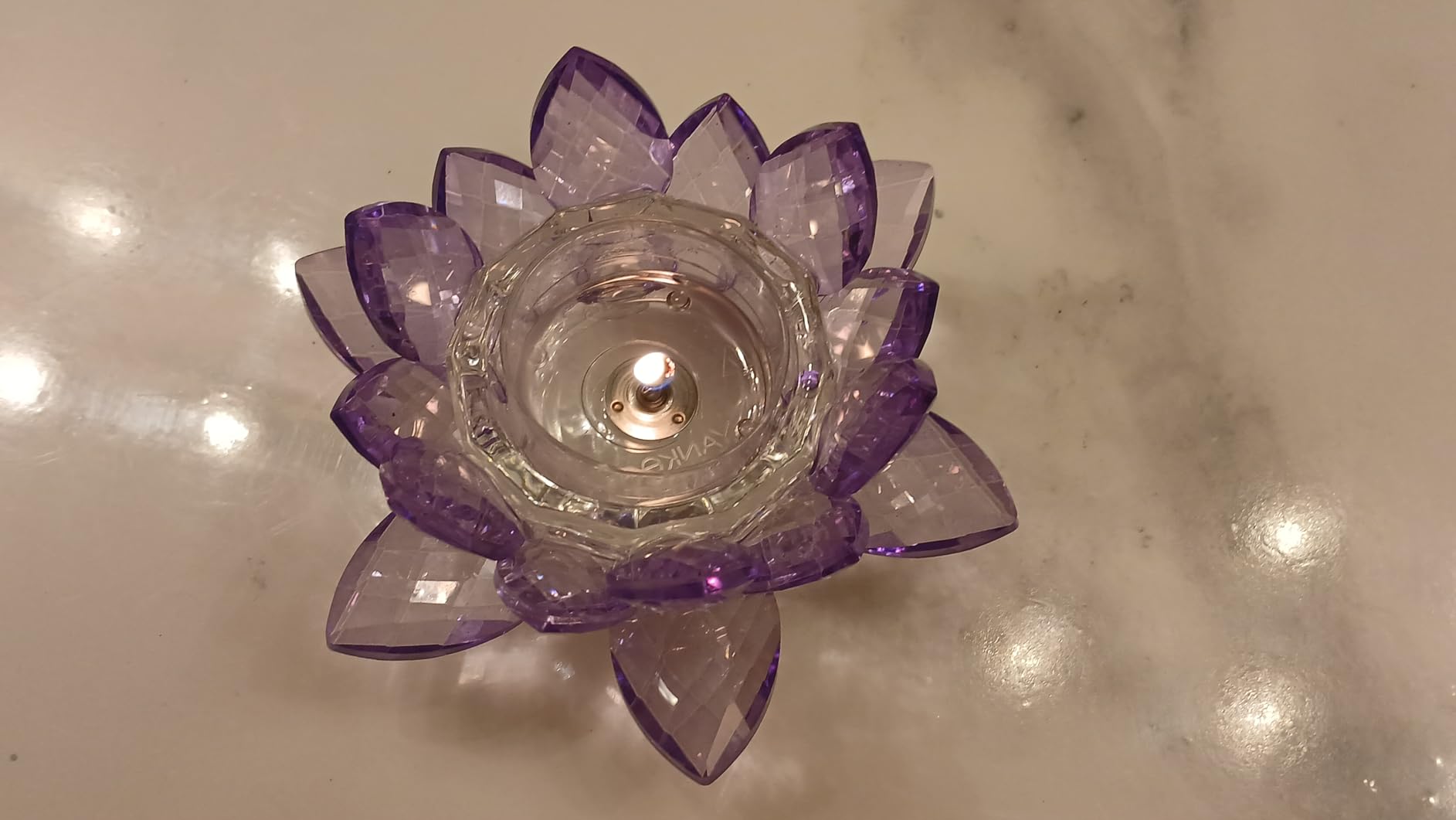 Crystal Lotus Flower Tealight Candle Holders/Glass Tea Light Candlestick Decor Decoration for Christmas Home Wedding Party(1, Gold 2pcs) customer photo 2