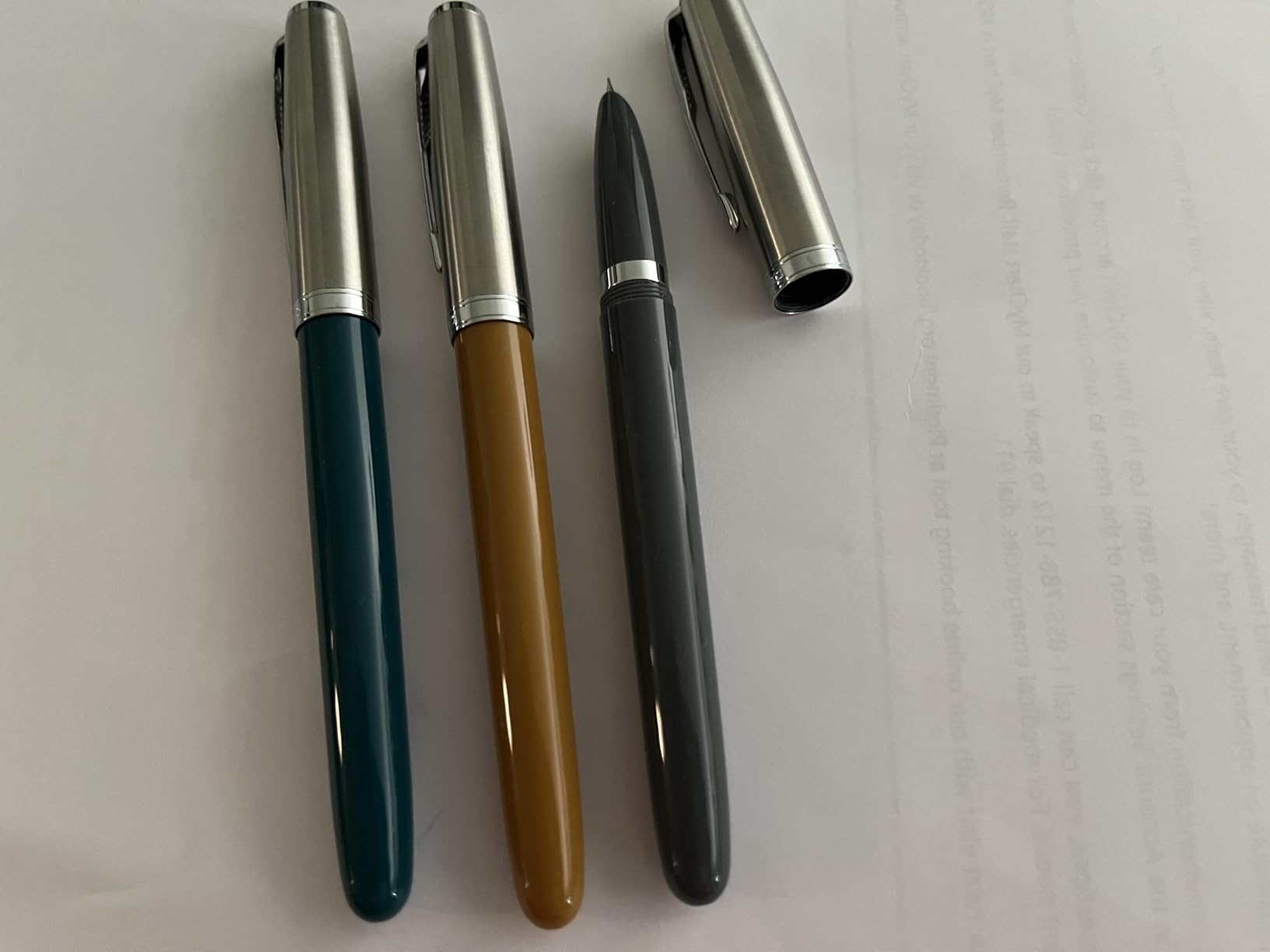 3 Jinhao 86 Fountain Pen Set (Malachite Blue, Khaki and Gray Resin) Extra Fine Nib with Refillable Ink Converter customer photo 1