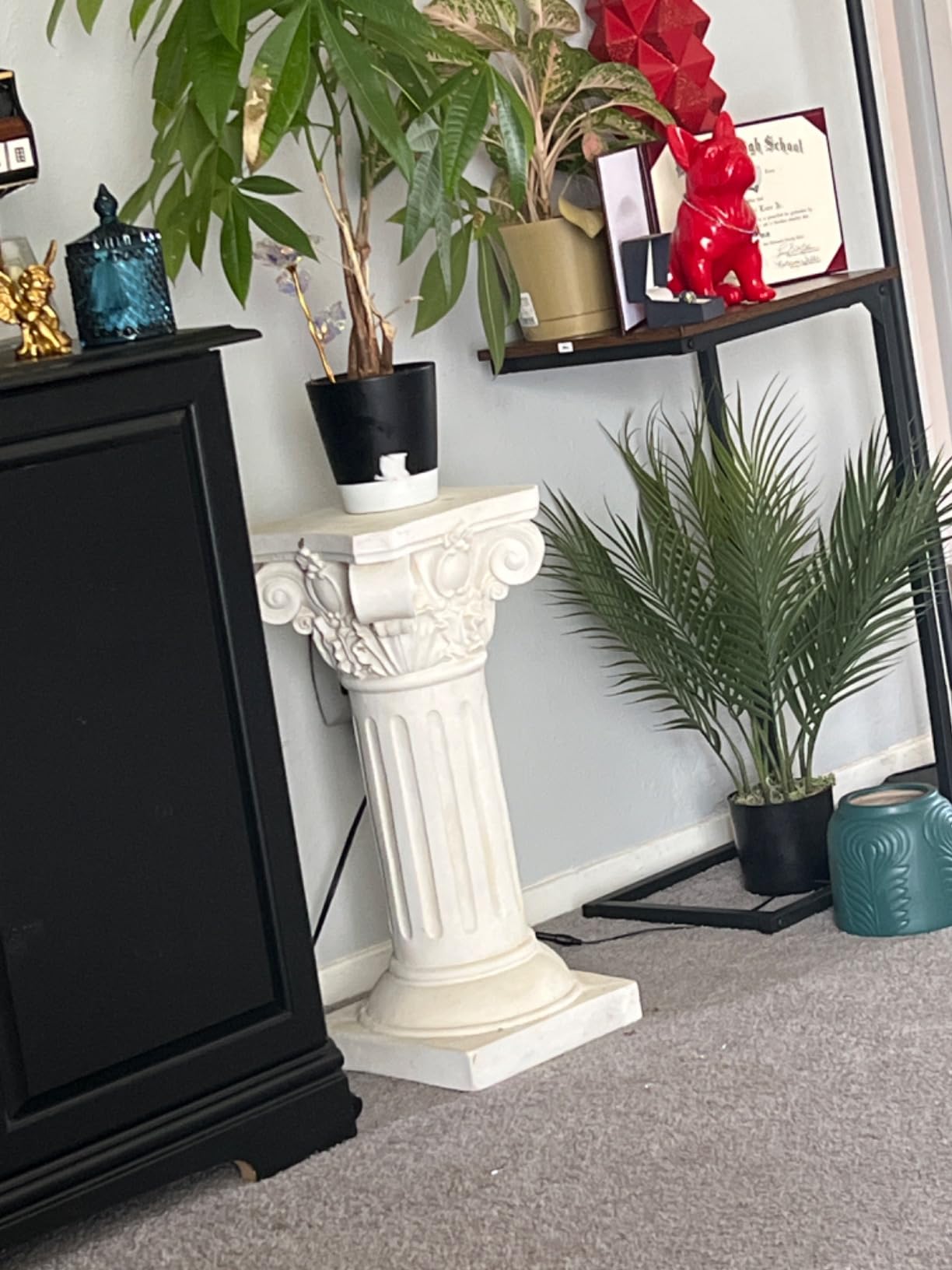 Classical Greek Ionic Order Column with Retro Old Style for Indoor Outdoor Garden Decor or Display Pedestal Pillar Stand for Plants and Sculptures,white customer photo 1