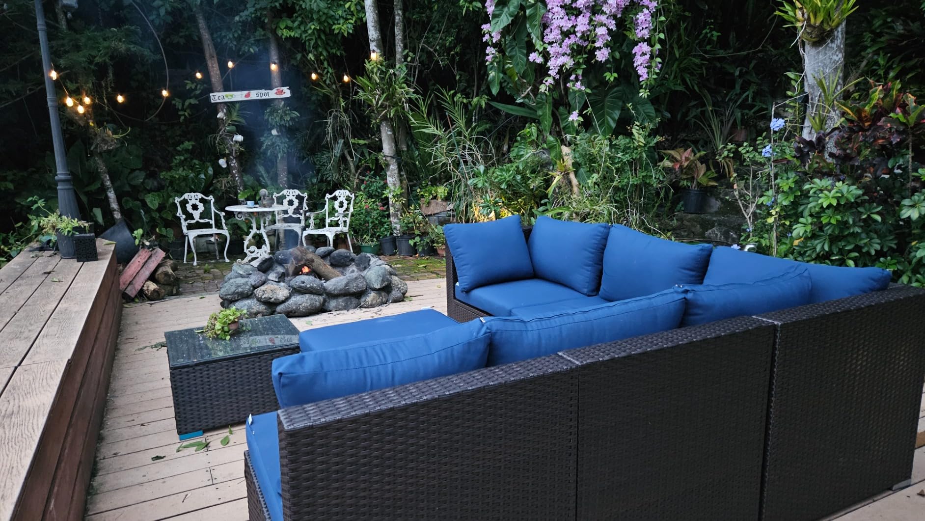 NICESOUL 8 People Outdoor Seating Furniture, 29.3'' High Back Comfortable Wicker Patio Sectional Sofas with Ottoman, Deep Seats Oversized Conversations for Exteriors, 2 Color Cushion Turquoise & Gray customer photo 1