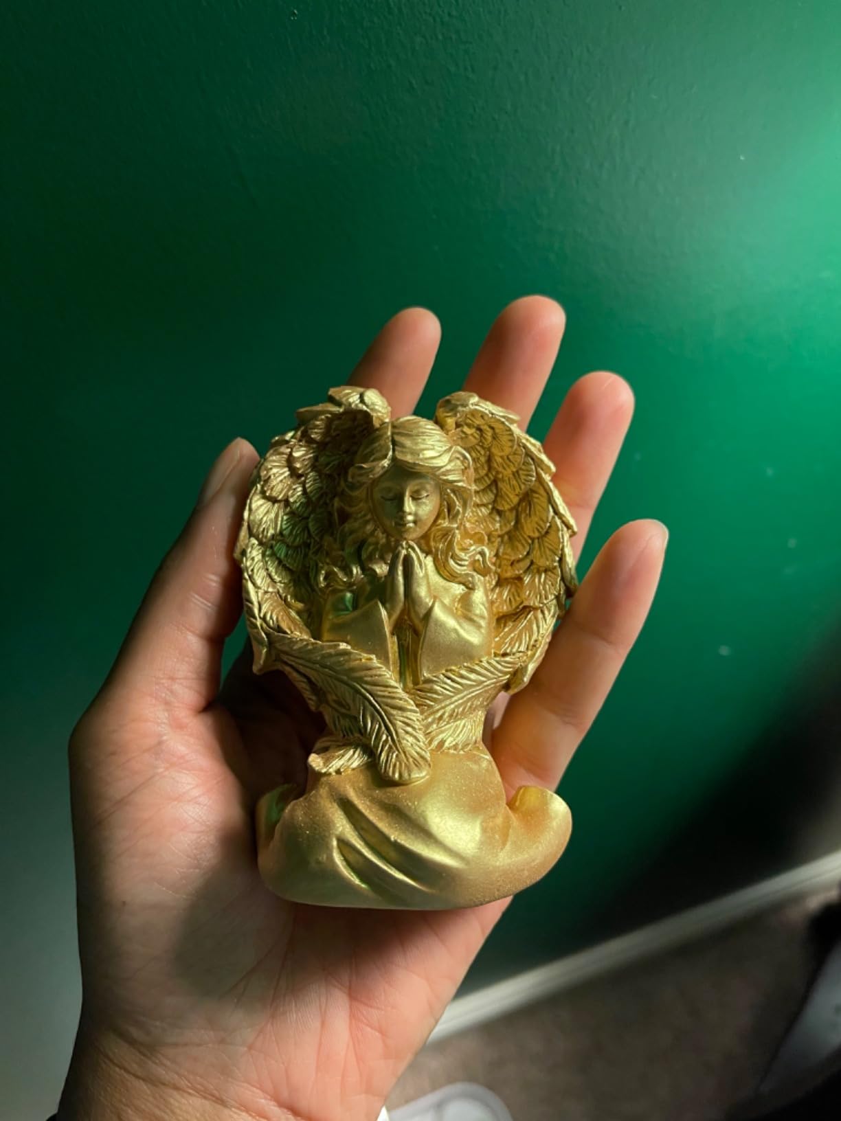 INLOMEM Praying Angel Figurine, Sculpted Hand-Painted Figurine, Angel Wings Statue for Home Decor or Garden, First Communion Gifts for Girls, Religious Gifts for Women (Gray) customer photo 2