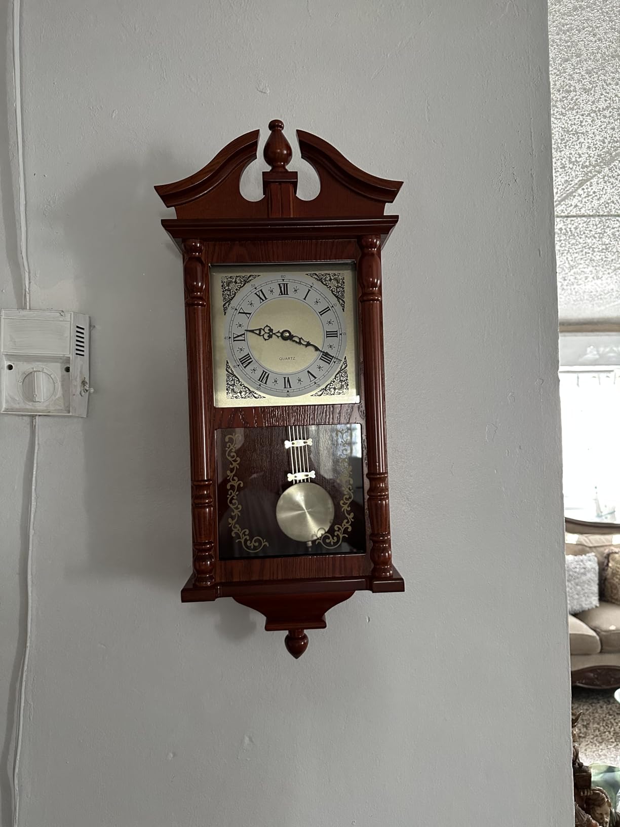 AYRELY® 25IN Grandfather Vintage Wall Clock with Pendulum and Chime, Hour/Quarter-Hour Chime, Rubberwood Frame, Large Vintage Wall Clock for Living Room,Home Decor Gift customer photo 1
