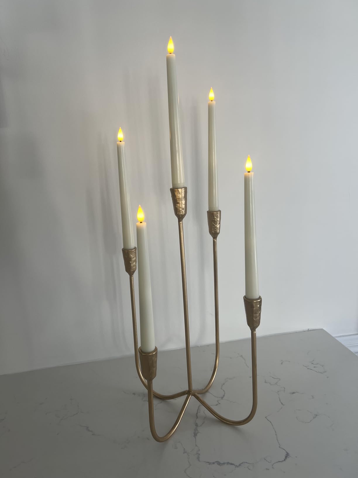 5-Candle Cast Iron Metal Candelabra Candlestick Holders 15 inch customer photo 2