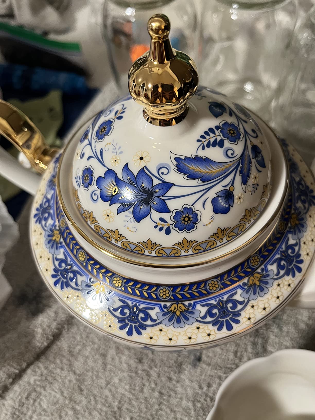 ACMLIFE Fine Bone China Tea Set, 13-Piece English Tea Set for Adults, Afternoon Tea Sets for Women Tea Party or Gift Giving, Pink and Gold customer photo 1