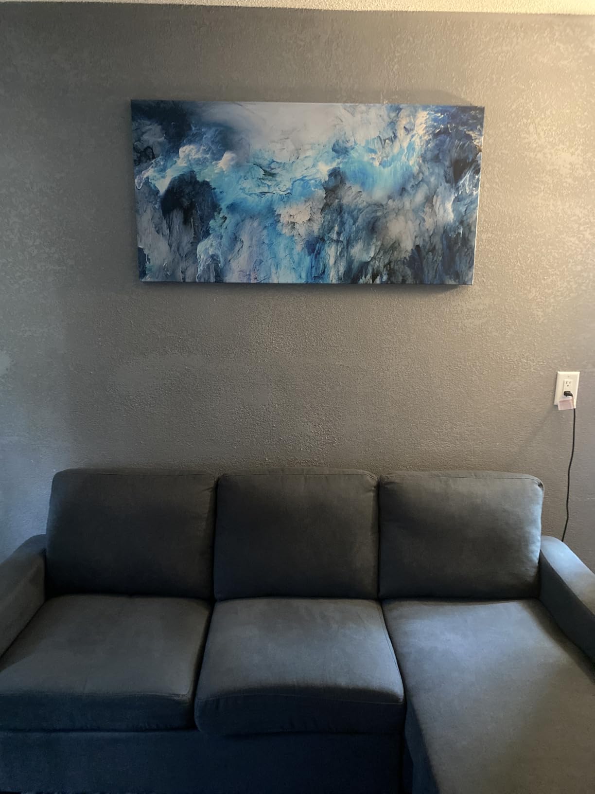 Mofutinpo Framed Abstract Canvas Wall Art | Modern Blue Contemporary Painting for Living Room, Bedroom, and Office | Large Abstract Artwork 58x29 Inches | artwork for walls customer photo 1