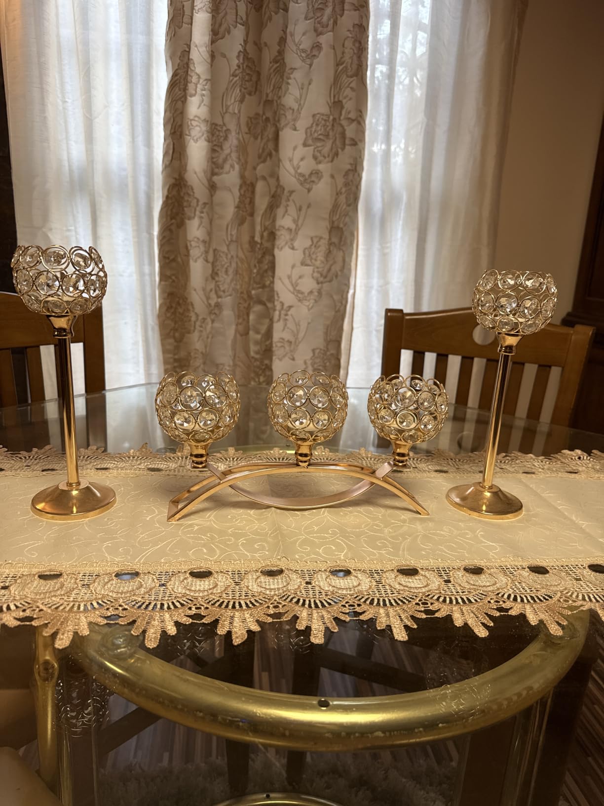 Crystal Tealight Candle Holder Centerpiece Home Decorative Candlestick Holder Elegant Table Centerpiece Home Decor Wedding Party Anniversary (Silver, Set of 3) customer photo 2