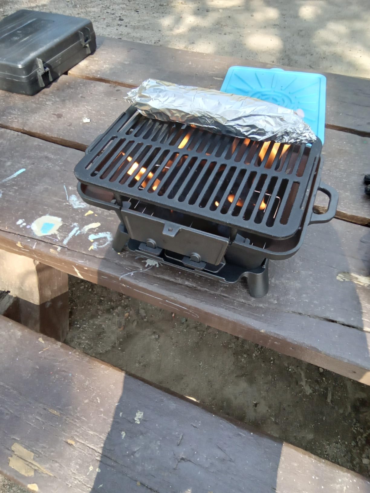 Hibachi Grill Outdoor, Portable Mini Charcoal Grill, Pre-Seasoned Cast Iron, Small Japanese Yakitori Tabletop Skillet Grill Stove for Outdoor Camping customer photo 1