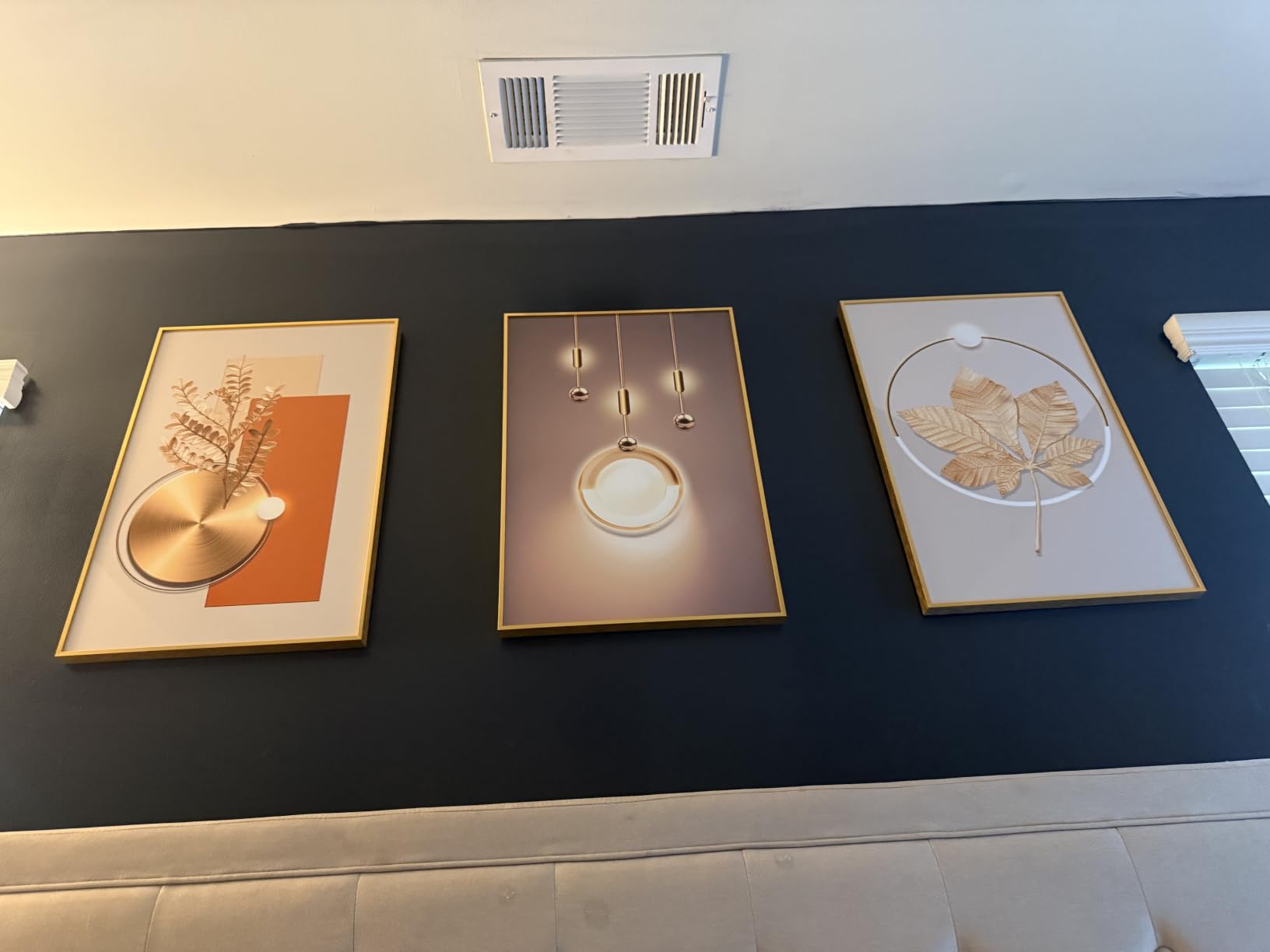 Large Framed Modern Luxury Wall Art for Living Room, 3 Piece 24x36 In customer photo 1
