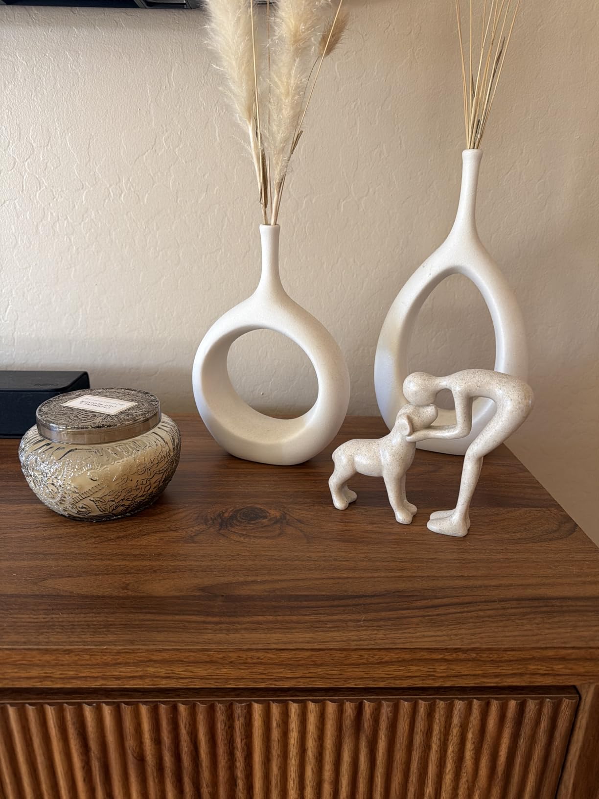 Abstract Person and Dog Head-to-Head Figurine Sandstone customer photo 2