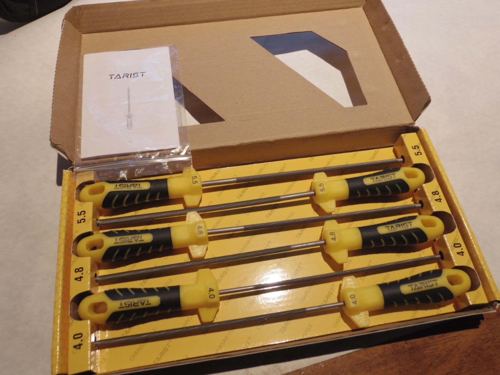 TARIST 6PCS Chainsaw File with Handle - Includes 5/32