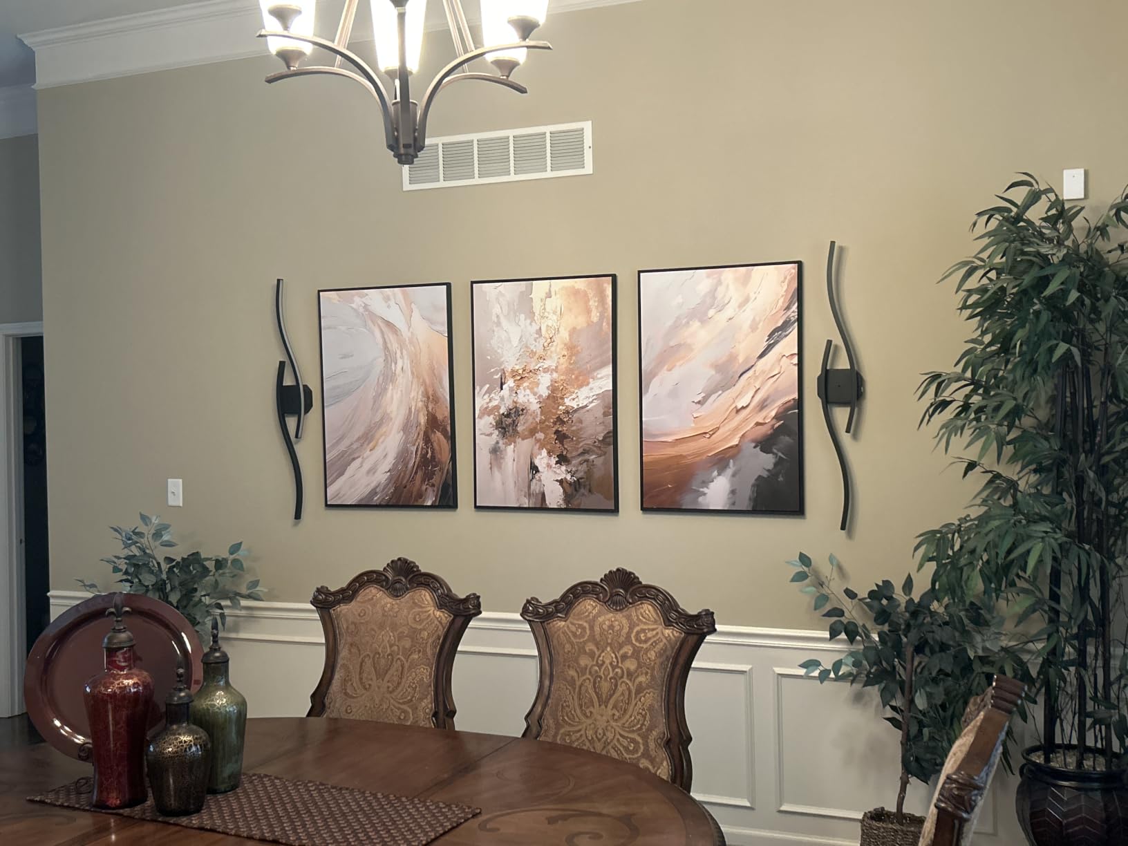 Large Framed Neutral Abstract Wall Art for Living Room,Set of 3, 24x36 In customer photo 1