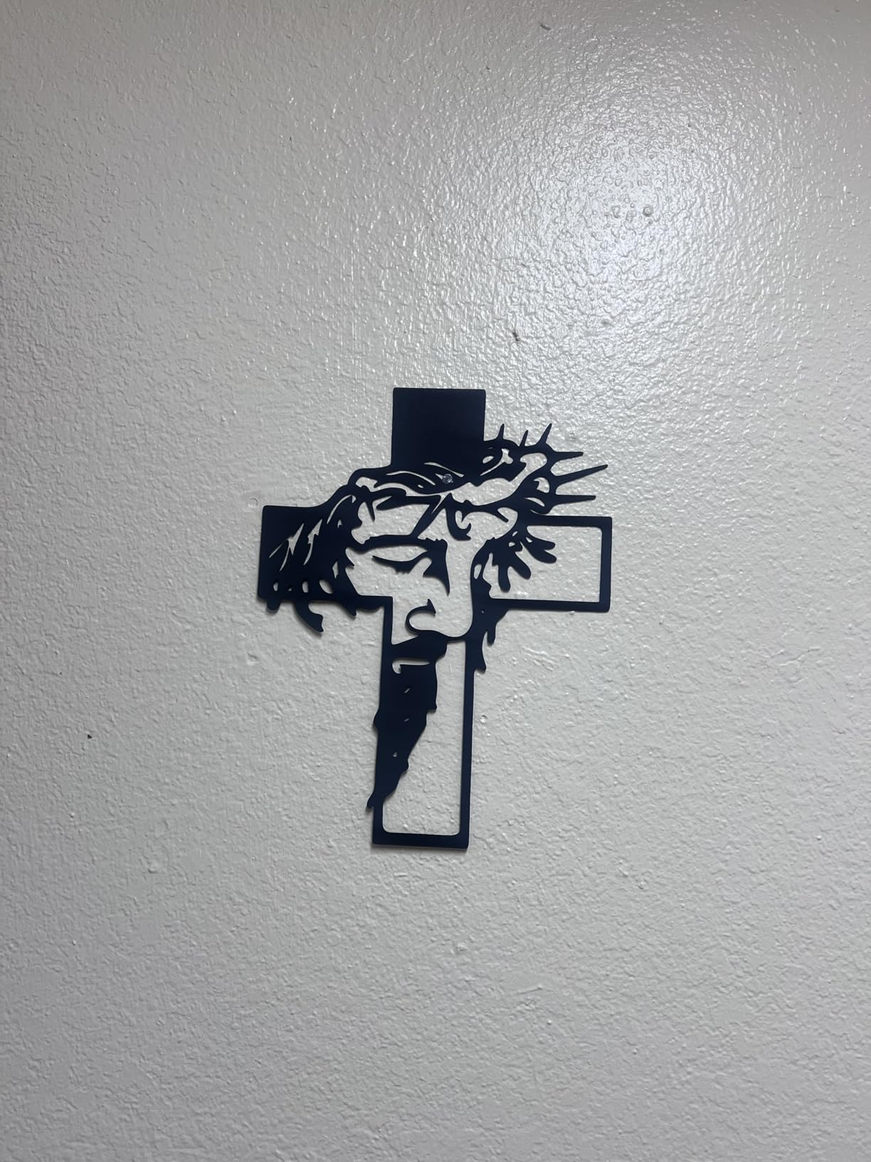 Black Jesus Wall Cross Decor Metal Crucifix Wall Hanging Wall Sculpture for Living Room Home Office Thankful Religious Gifts Grateful Blessed Christian Gifts for Women Special Mother's Day Gift Home Decor Entry Way(Size:12.59 * 9.84in) customer photo 2