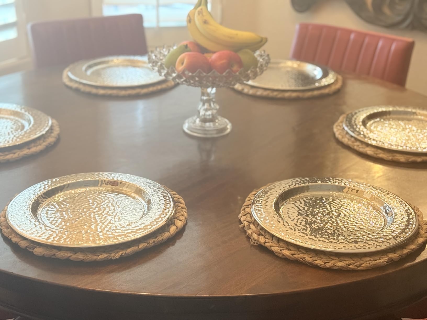 Brightalk 13-Inch Stainless Steel Hammered Charger Plates, Gold Dinner Plate Chargers Set of 6, Round Server Ware Charger Plate customer photo 2