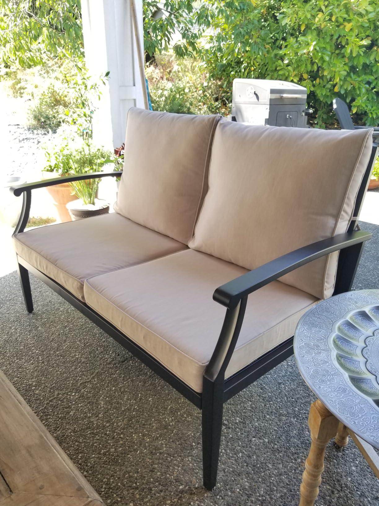 4 Piece Outdoor Patio Furniture Set, Oversized Metal Conversation Set with High Back & Deep Seating, Water-Repellent Cushions, Coffee Table for Porch, Deck, Backyard, Navy customer photo 2