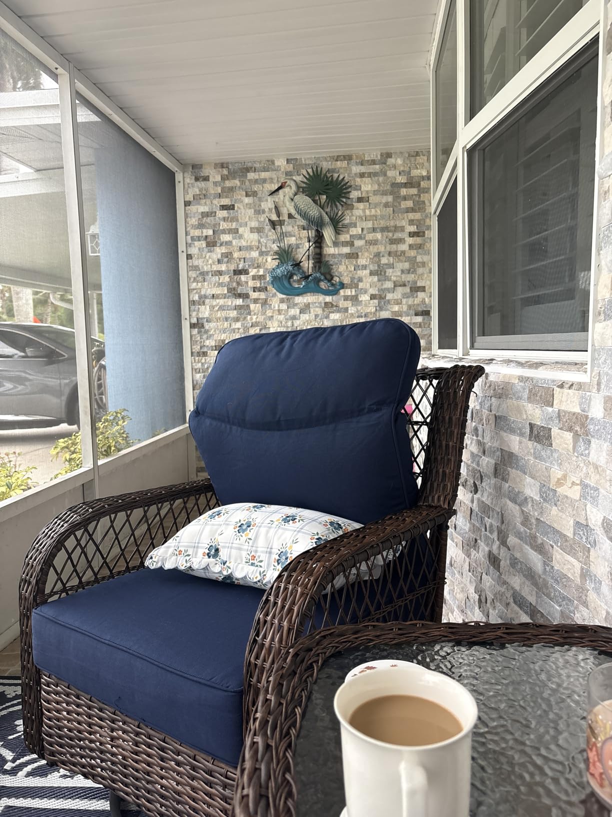 PIZZELLO 3 Pieces Outdoor Swivel Rocker Chairs with Rattan Side Table customer photo 1