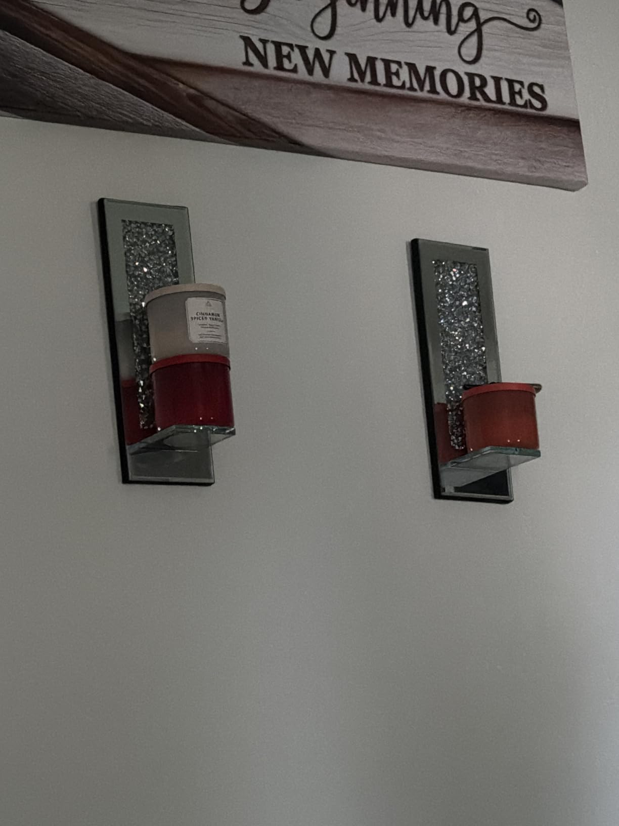 Pibeyer Crystal Crush Diamond Wall Candle Holder Set of 2, Silver Mirrored Candle Sconces, Home Wall Decoration for Living Room,Dining Room & Bedroom customer photo 2
