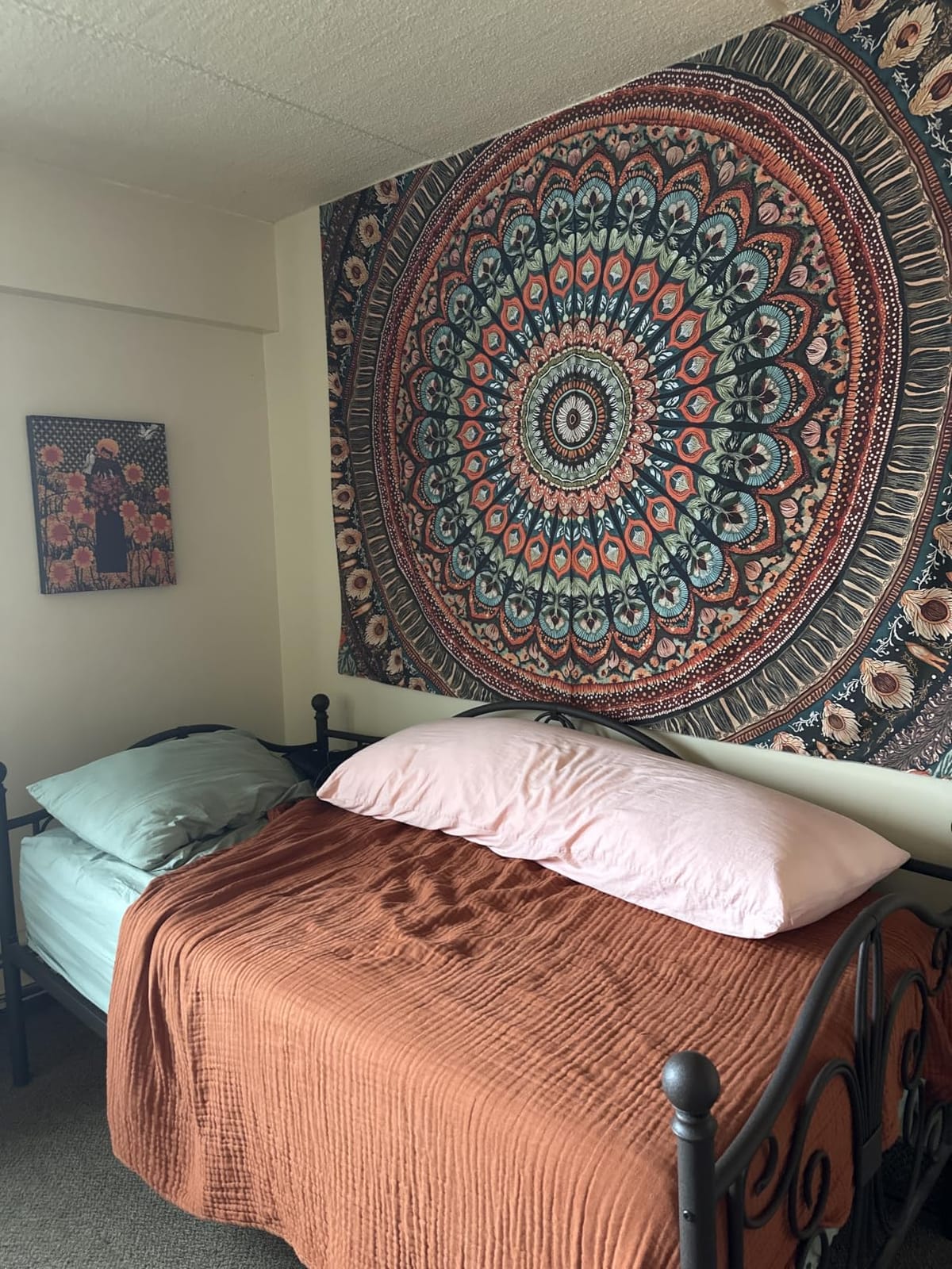 Accnicc Boho Mandala Tapestry Wall Hanging Hippie Bohemian Floral Medallion Indian Tapestry Aesthetic Large Vintage Brown Yellow Meditation Tapestries for Bedroom Living Room Dorm Decor 80 x 60 Inch customer photo 1