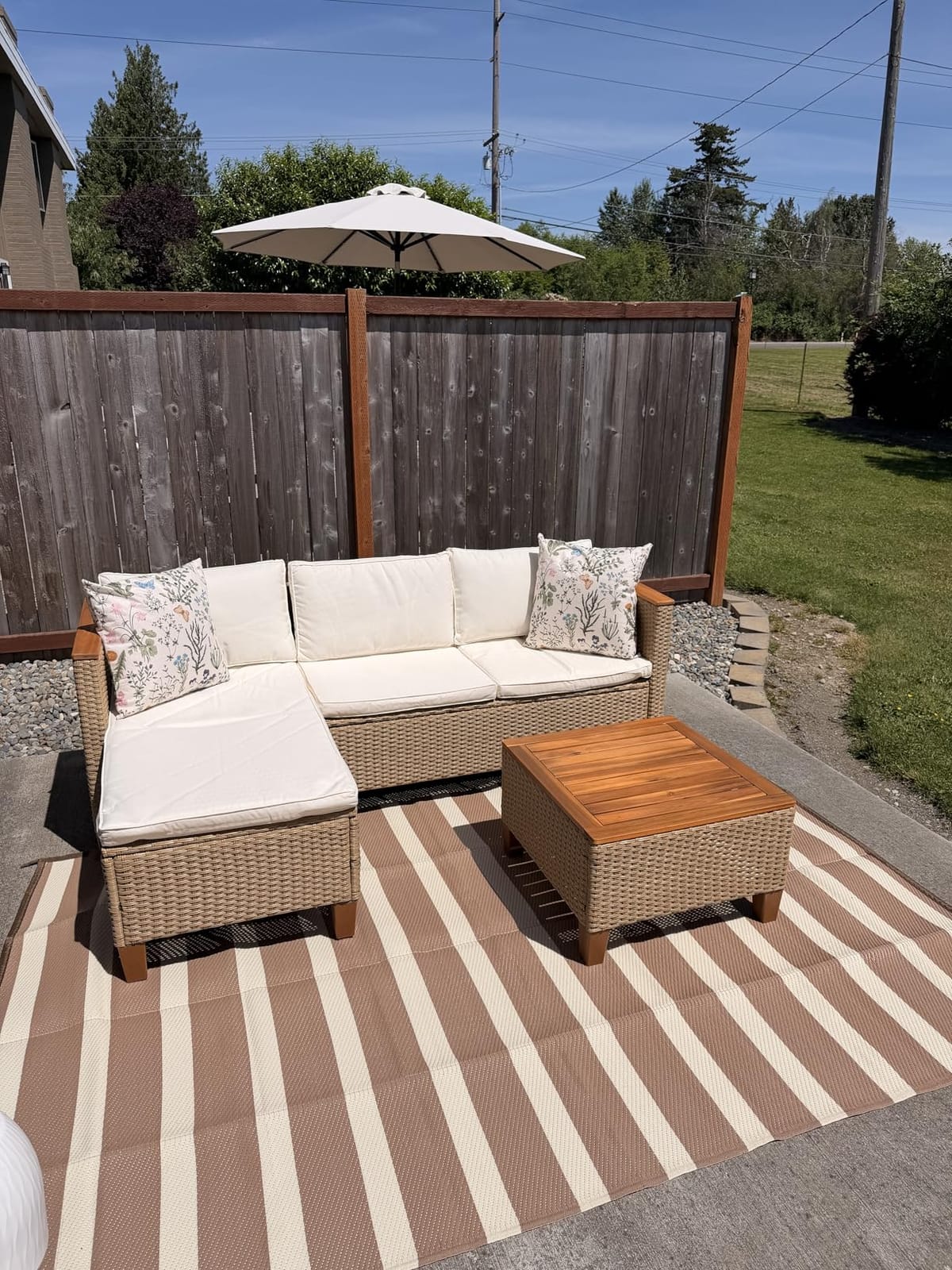 HERA'S HOUSE 3-Piece Wicker Patio Sectional Furniture Set, 4-Seat, Yellow customer photo 1