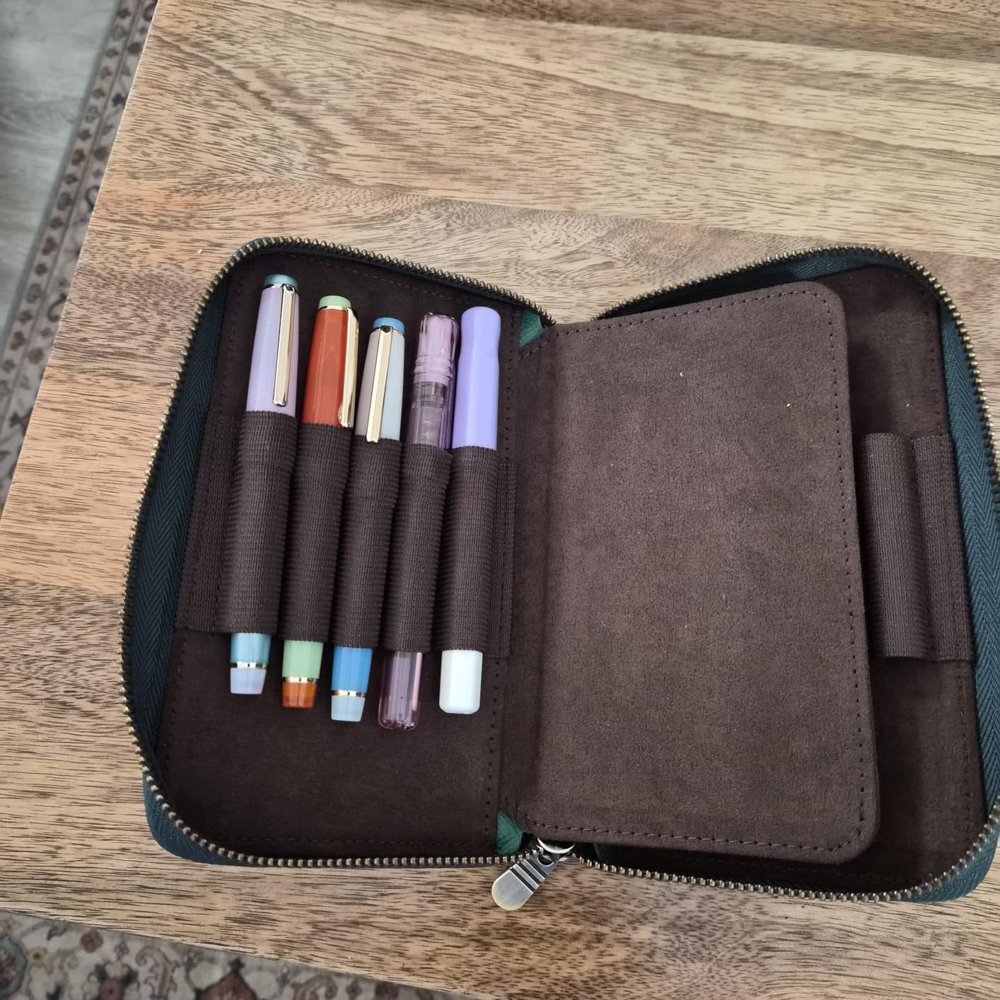 Fountain Pen Leather Pen Case 10 Divided Slots, Rollerball Pen Holder Handmade Display Organizer Zippered Pouch customer photo 2