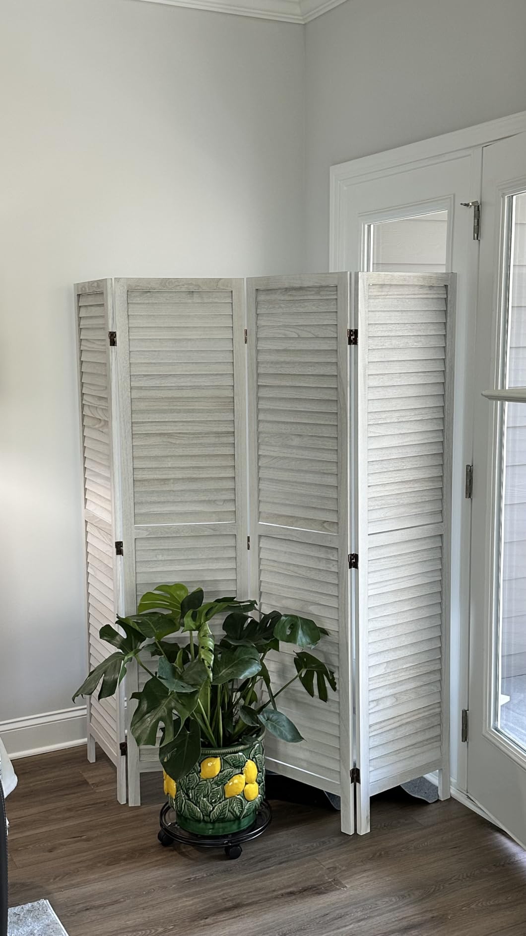 VEVOR Wood Room Divider, 4 Panel Folding Privacy Screen, 66.9 Inches Tall Indoor Wooden Partition, Portable Decoration Screen, for Room Separation, Home, Office, Restaurant & Bedroom (Light Grey) customer photo 1