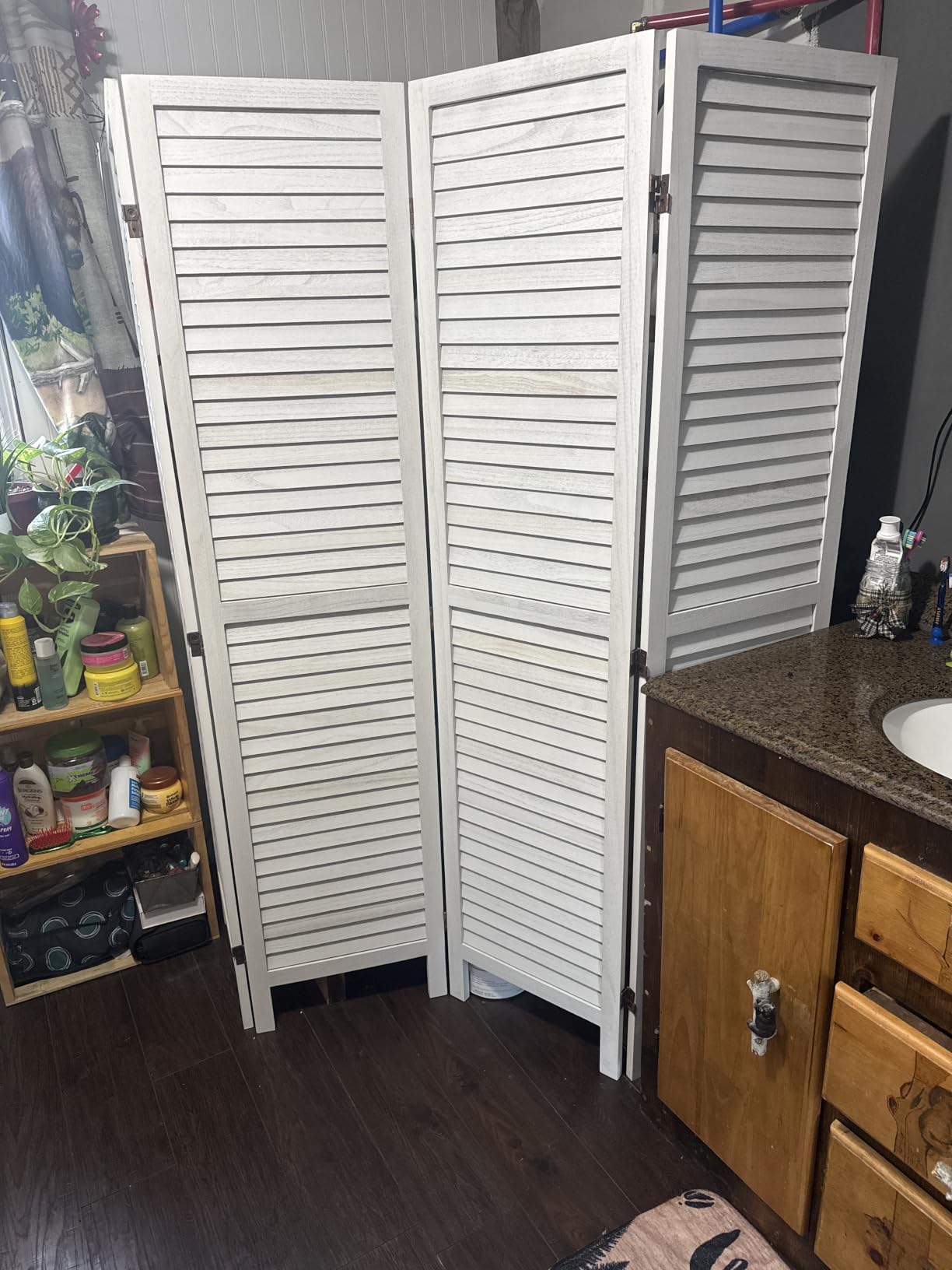 VEVOR Wood Room Divider, 4 Panel Folding Privacy Screen, 66.9 Inches Tall Indoor Wooden Partition, Portable Decoration Screen, for Room Separation, Home, Office, Restaurant & Bedroom (Light Grey) customer photo 2