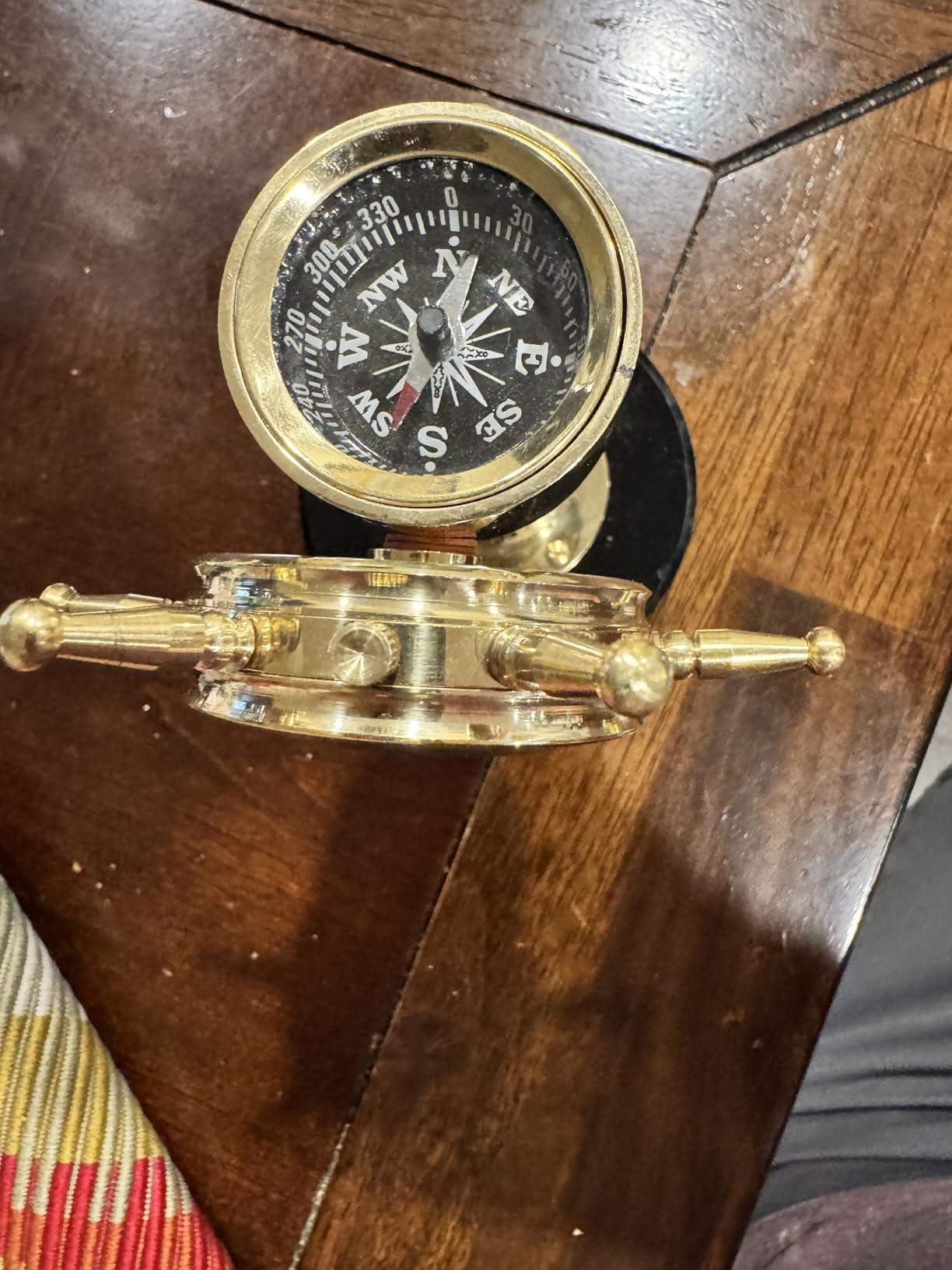 Ship Wheel Decorative Shipwheel CompassClock - Handmade Brass Tabletop Desk Decor Gift customer photo 1