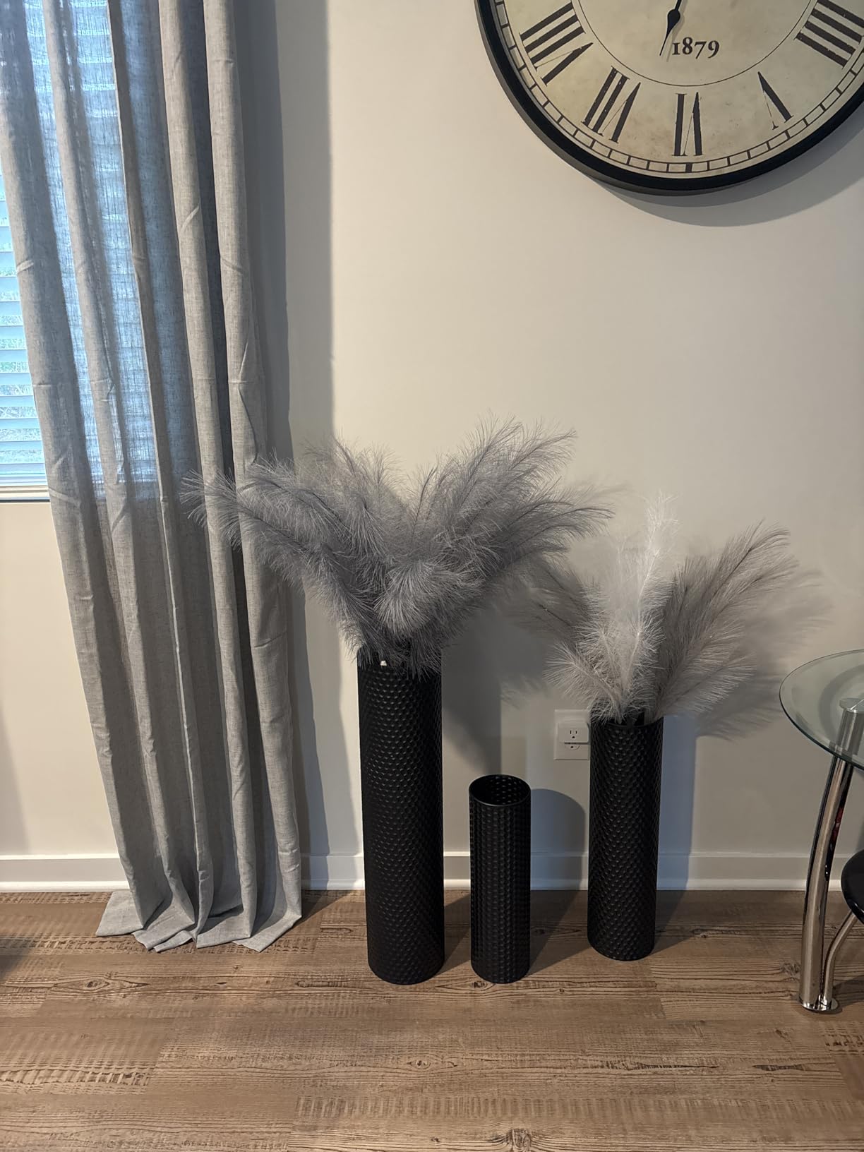 Black Tall Floor Vase - Set of 3 Large Metal Decorative Vases customer photo 2