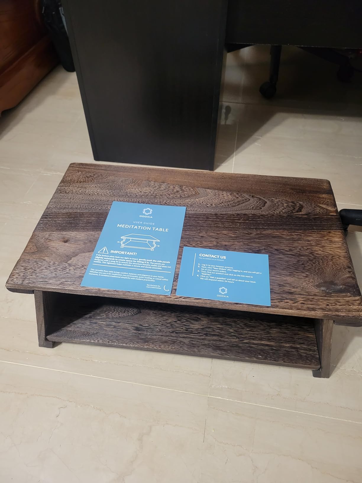 ODOXIA Floor Table for Tea Rituals | Altar Table for Meditation, Mindfulness & More | Low Japanese Floor Platform Chabudai Style | for Sitting On The Floor | Stable Wood Folding Design | Journaling customer photo 2