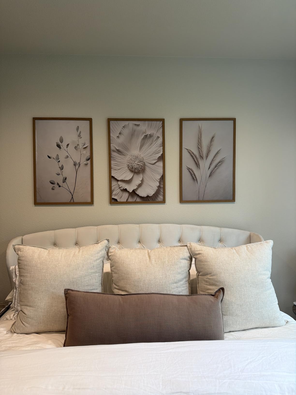 JLTULT Beige Floral Wall Art Set of 3, Solid Wood Frames, 12 x 16 in Each customer photo 2