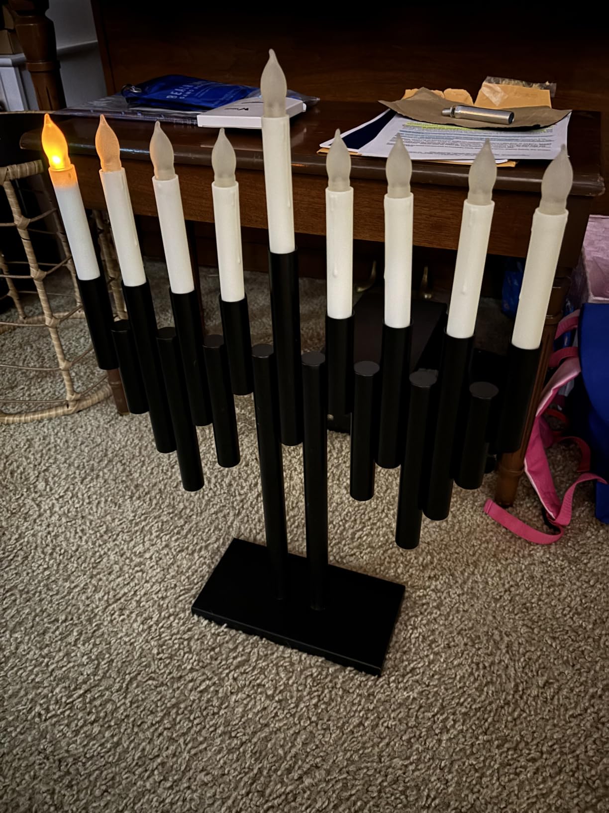 Vintiquewise Modern 9-Branch Hanukkah Menorah with LED Candles in Sleek Finish Contemporary Decorative Centerpiece Illuminated Display, and Meaningful Gift for Hanukkah Celebrations, Gold customer photo 1