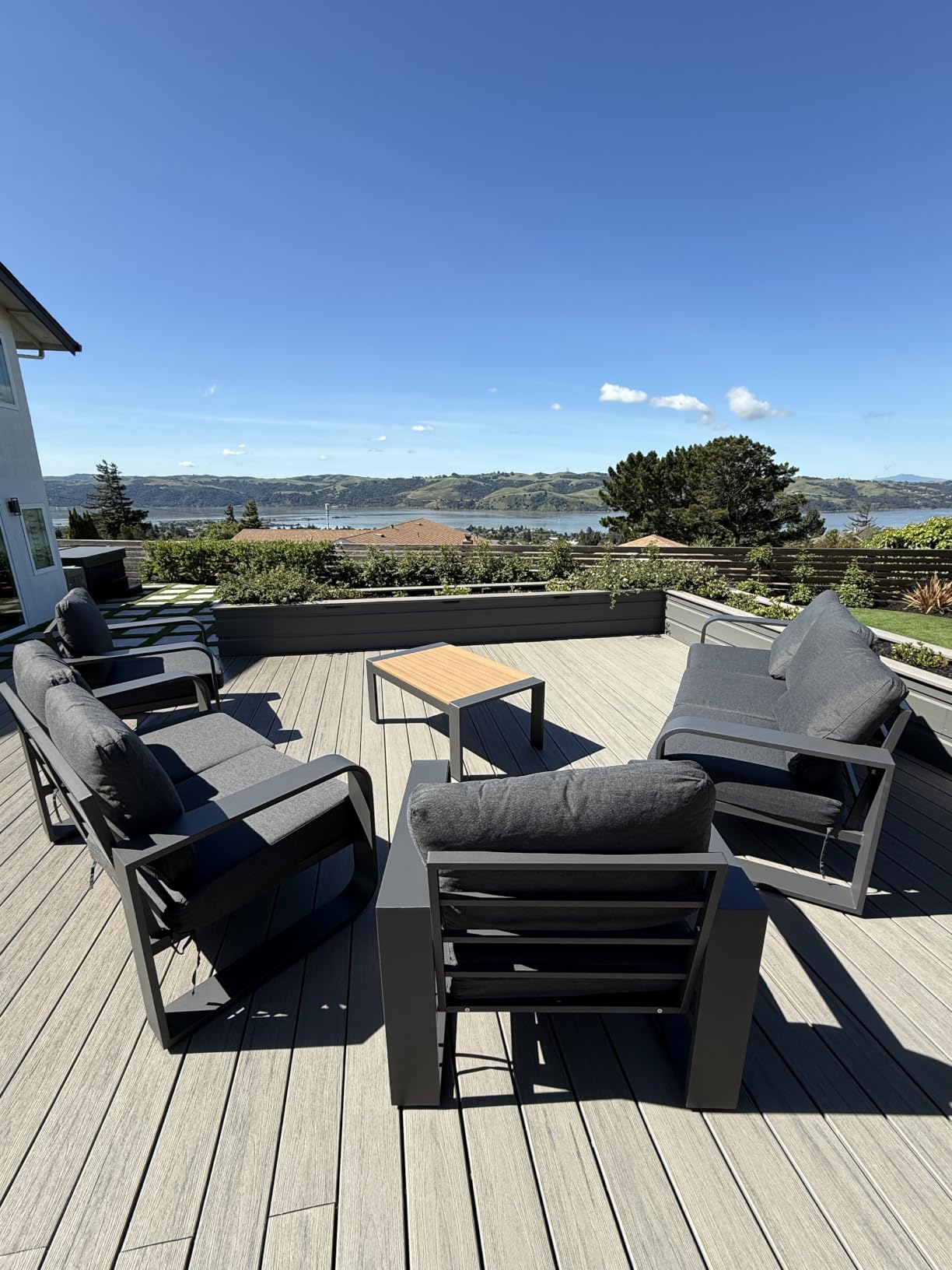 Oversized Aluminum Outdoor Furniture Set, Extra Large Patio Furniture Sofa Set 4.8” Widened Armrest & Ultra-Thick Cushions, 5 Pcs Modern Patio Sectional for Backyard, Porch, Graphite customer photo 1