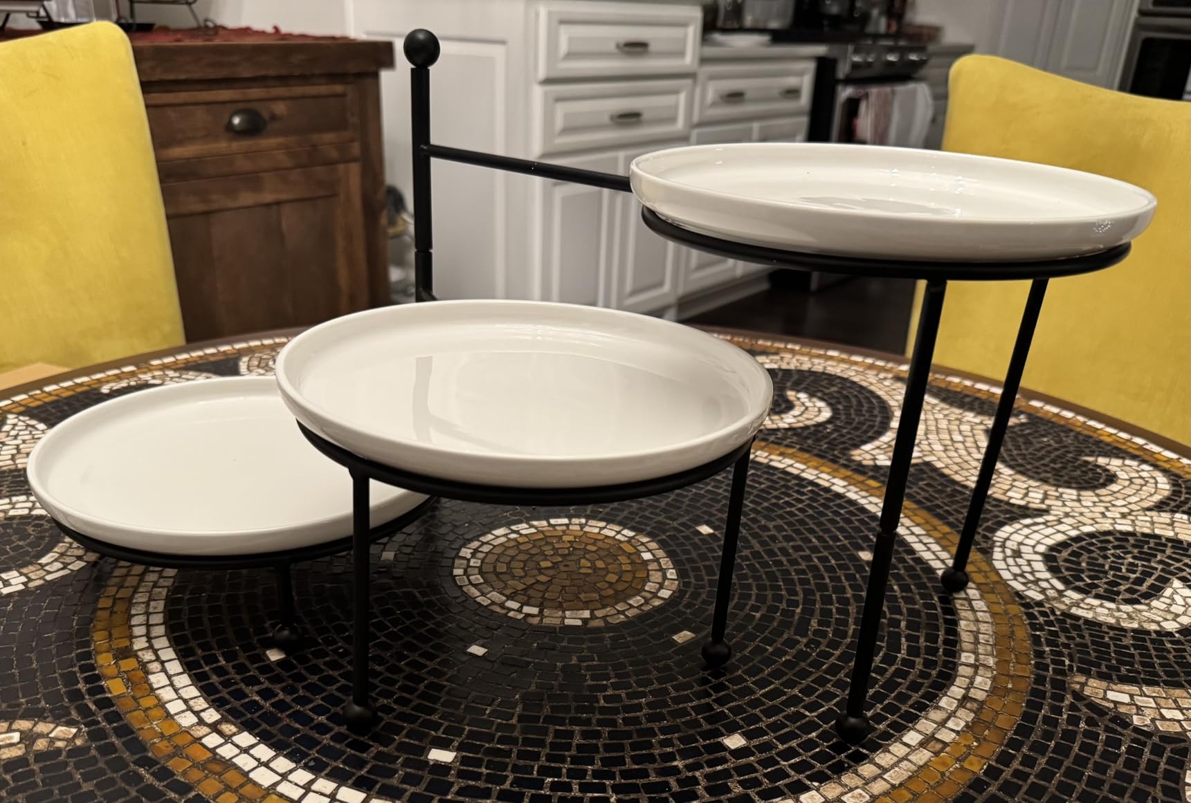 Kanwone 3 Tiered Serving Stand with White Porcelain Plates, 10.3